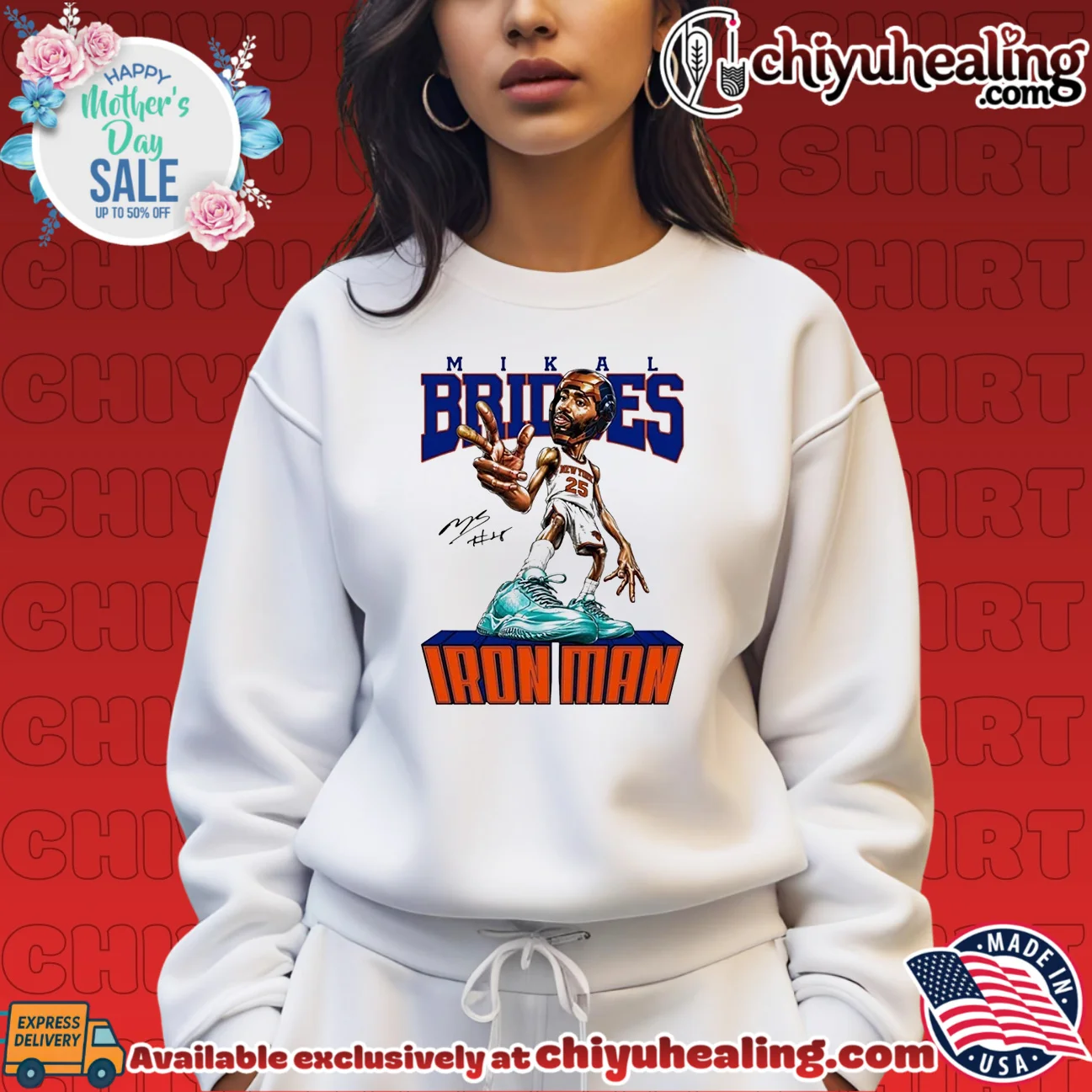 New York Knicks Mikal Bridges Iron Man big head signature shirt elite shirt & hoodie - Everyday Fit New York Knicks Mikal Bridges Iron Man big head signature shirt