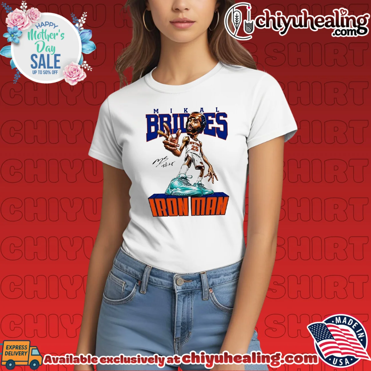 New York Knicks Mikal Bridges Iron Man big head signature shirt elite shirt & hoodie - Everyday Fit New York Knicks Mikal Bridges Iron Man big head signature shirt