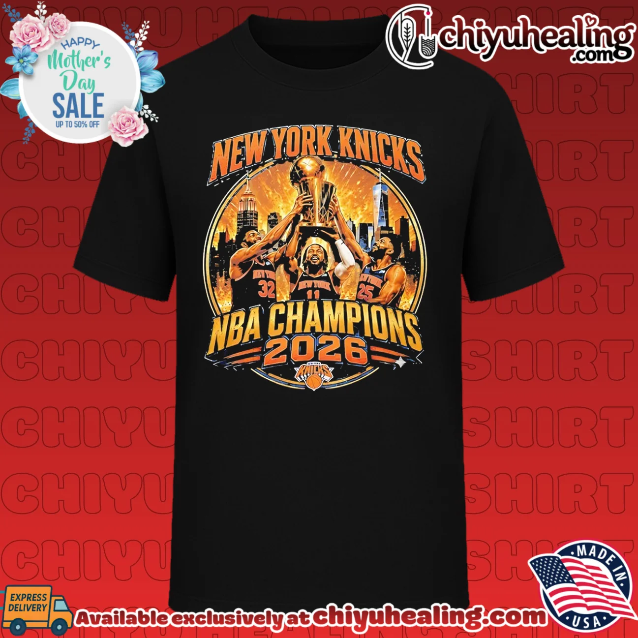 New York Knicks NBA Champions 2026 raising trophy vintage