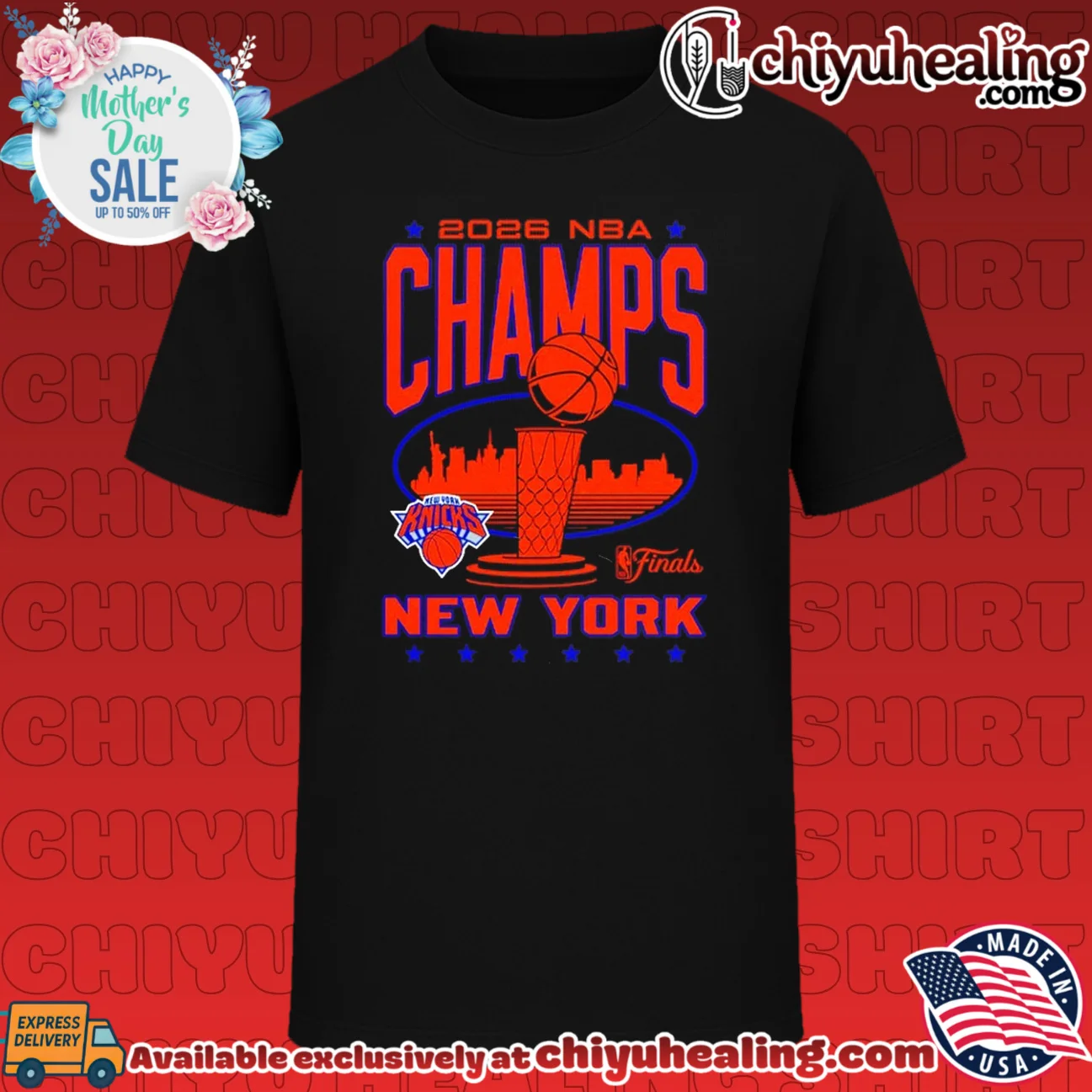 New York Knicks NBA Finals Champions 2026 Trophy Skyline