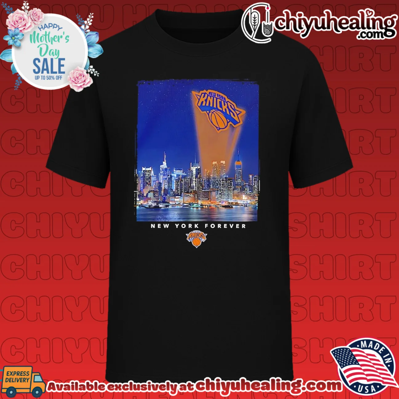 New York Knicks New York Forever vibrant skyline graphic
