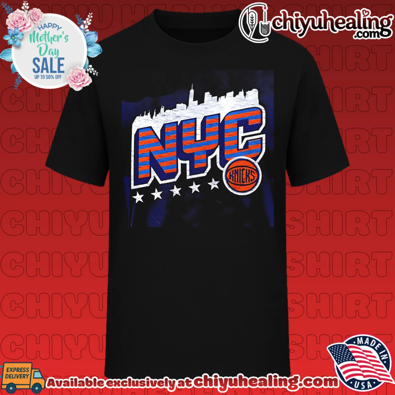 New York Knicks NYC skyline graphic shirt