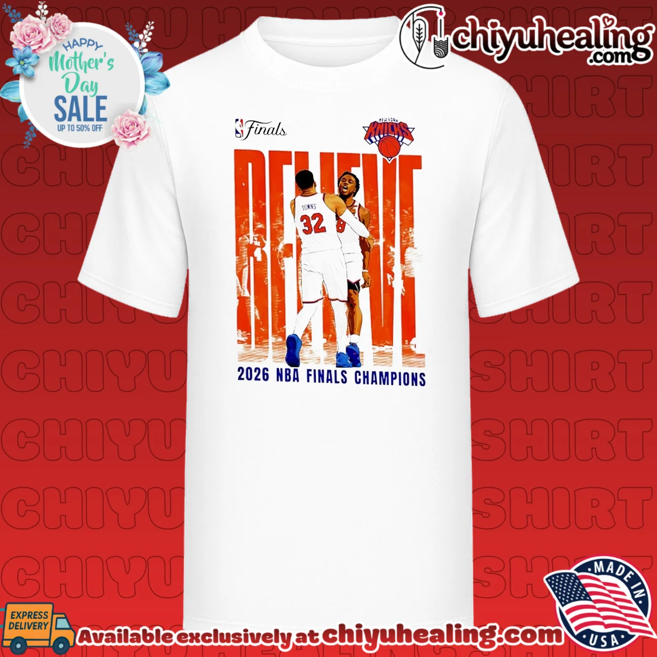 New York Knicks OG Anunoby & Karl-Anthony Towns 2026 NBA Finals Champions Believe