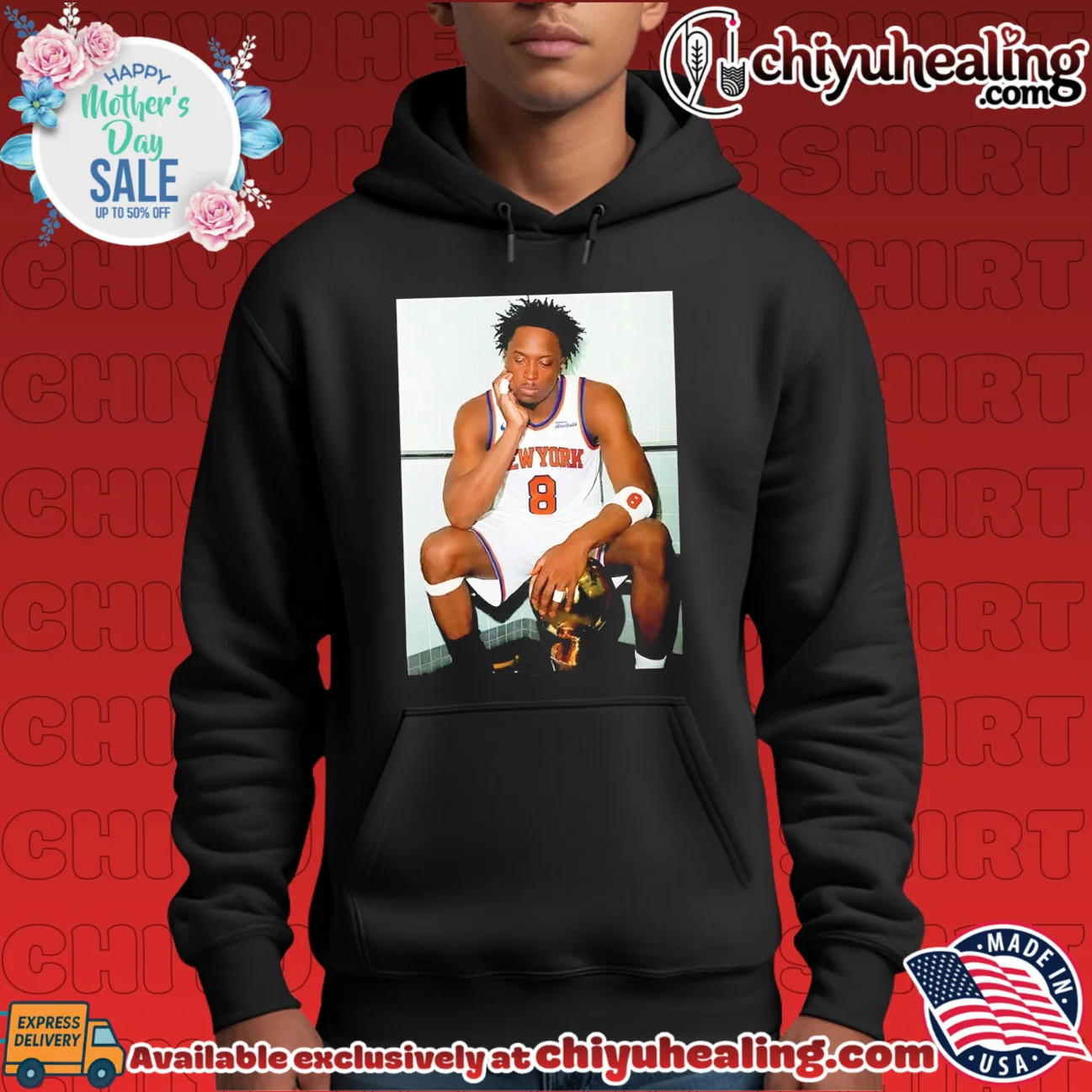 New York Knicks OG Anunoby sitting with trophy timeless shirt & hoodie - Perfect Fan Gift New York Knicks OG Anunoby sitting with trophy timeless shirt & hoodie - Perfect Fan Gift