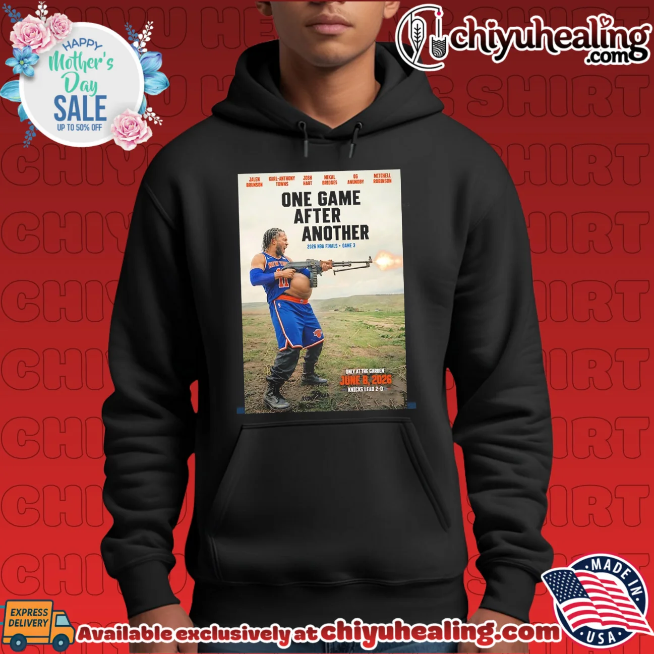 New York Knicks one game after another Jalen Brunson holding rifle authentic shirt & hoodie | Modern Street Style New York Knicks one game after another Jalen Brunson holding rifle authentic shirt & hoodie | Modern Street Style