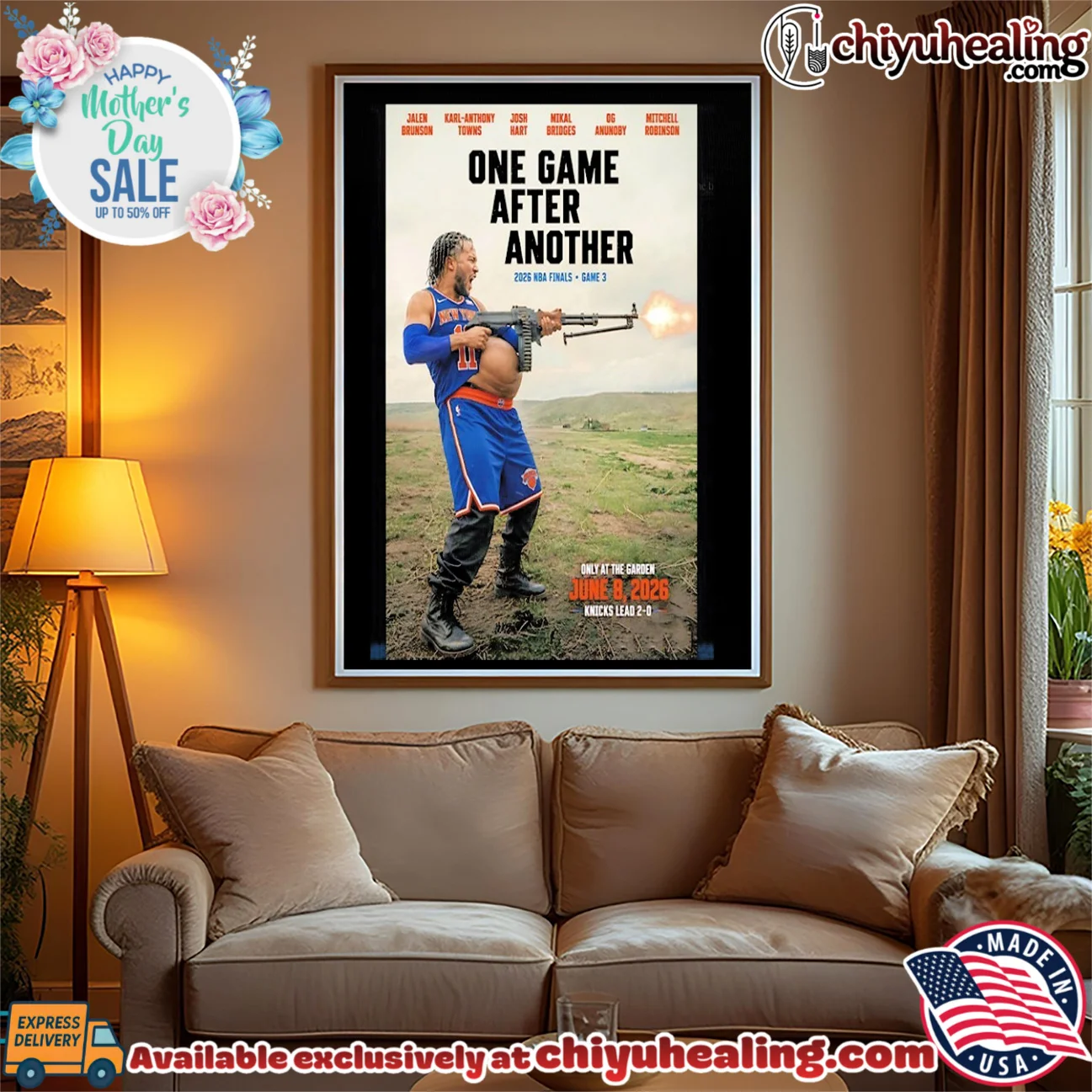New York Knicks one game after another Jalen Brunson holding rifle authentic shirt & hoodie | Modern Street Style New York Knicks one game after another Jalen Brunson holding rifle
