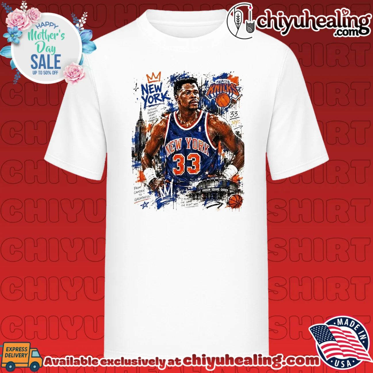 New York Knicks Patrick Ewing defense rebounds heart legacy digital painting