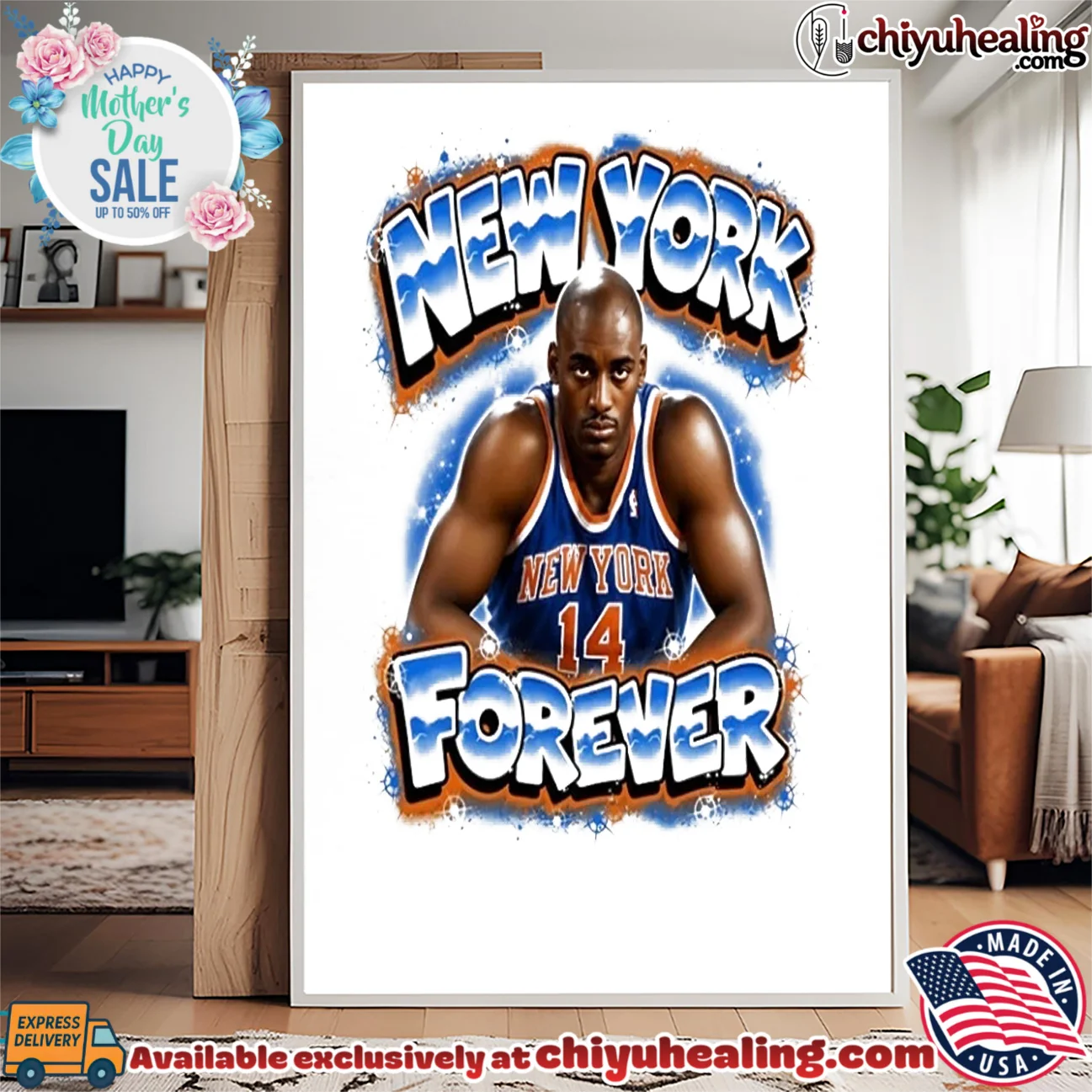 New York Knicks player number 14 Anothony Mason portrait shirt custom shirt & hoodie | Exclusive Fan Gear New York Knicks player number 14 Anothony Mason portrait shirt