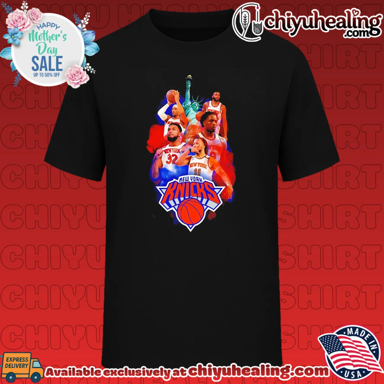 New York Knicks Players World Champions 2026 Statue of Liberty