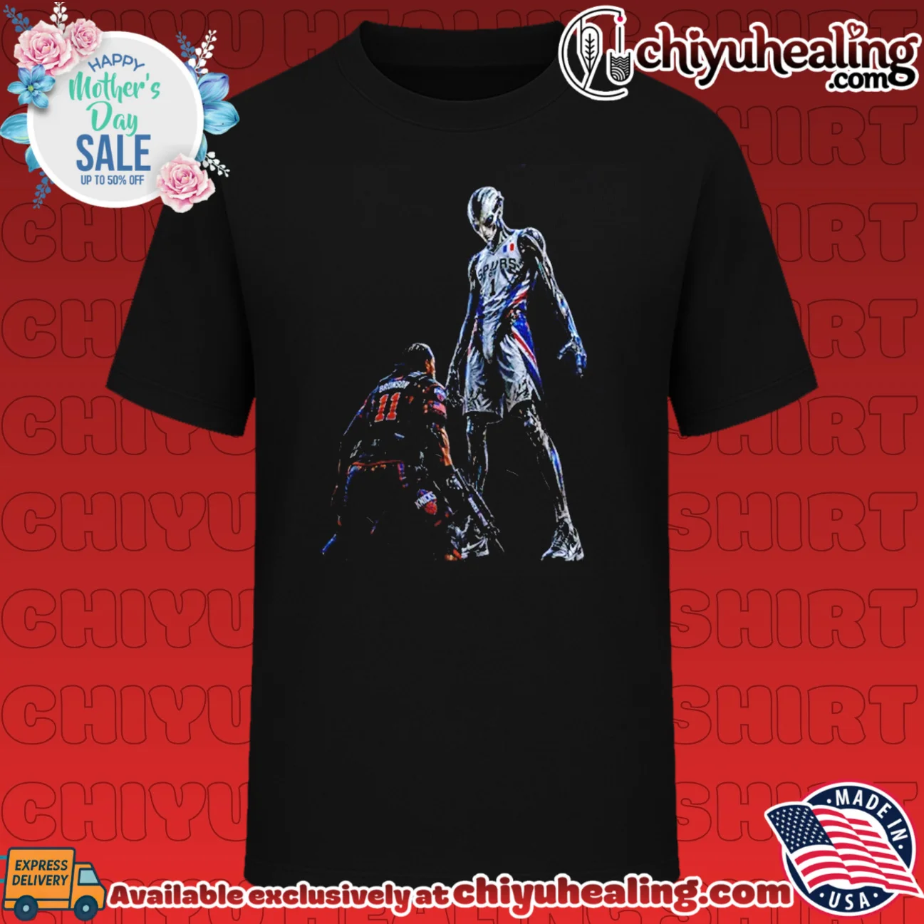 New York Knicks soldier vs San Antonio Spurs alien illustration