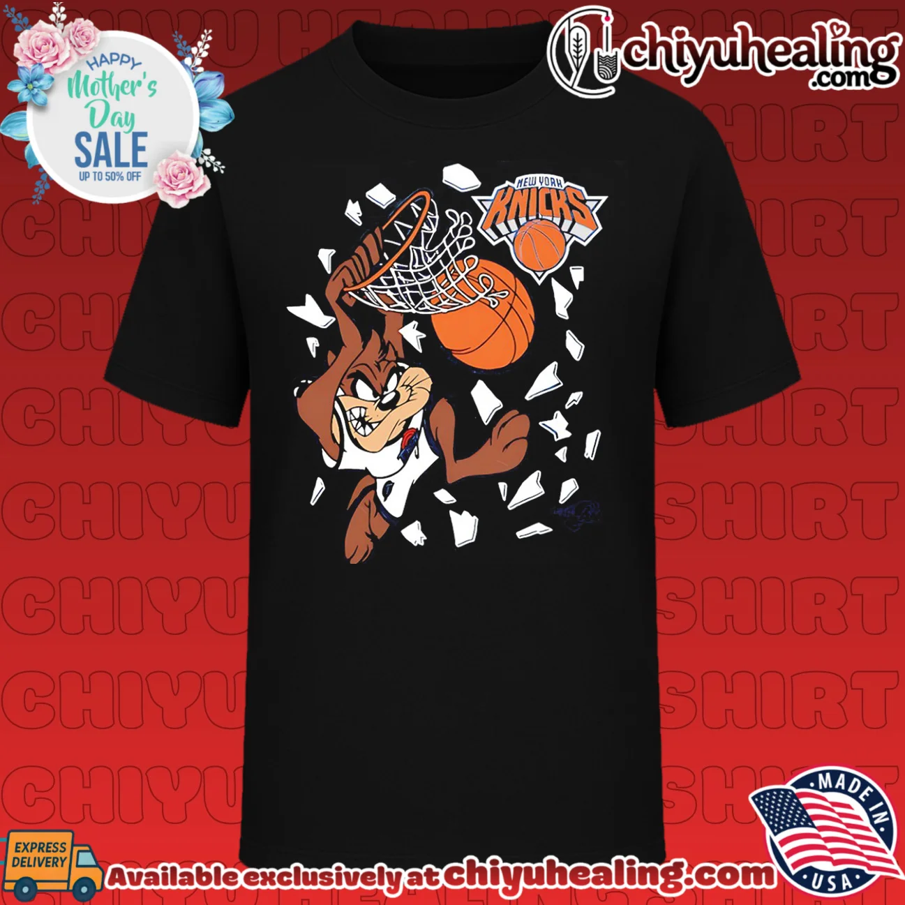 New York Knicks Tasmanian Devil playing basketball graphic shirt
