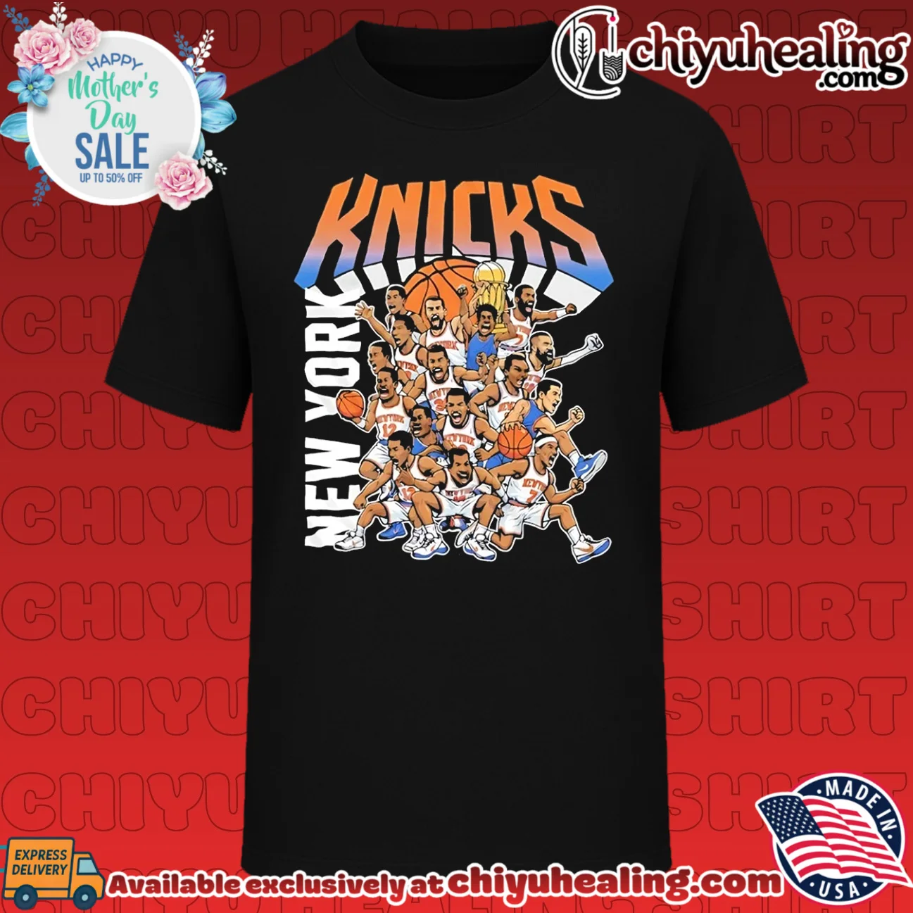 New York Knicks team collage comic style