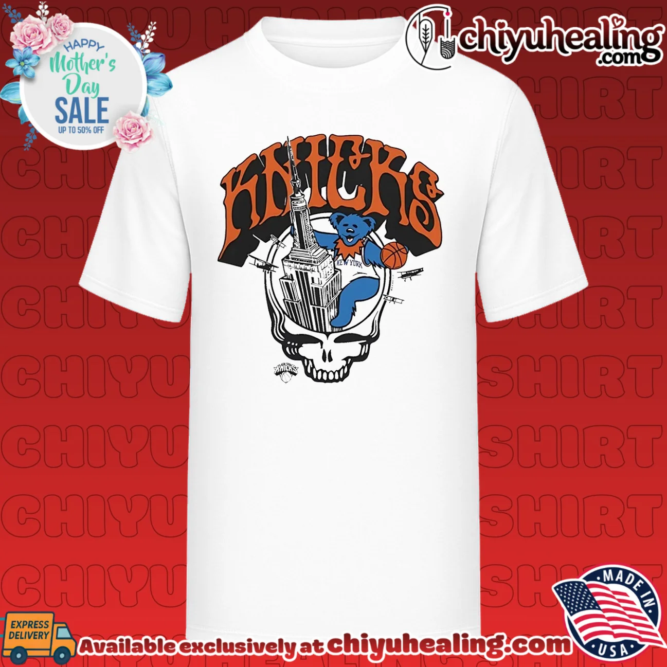 New York Knicks The Grateful Dead Homage Skull Bear shirt