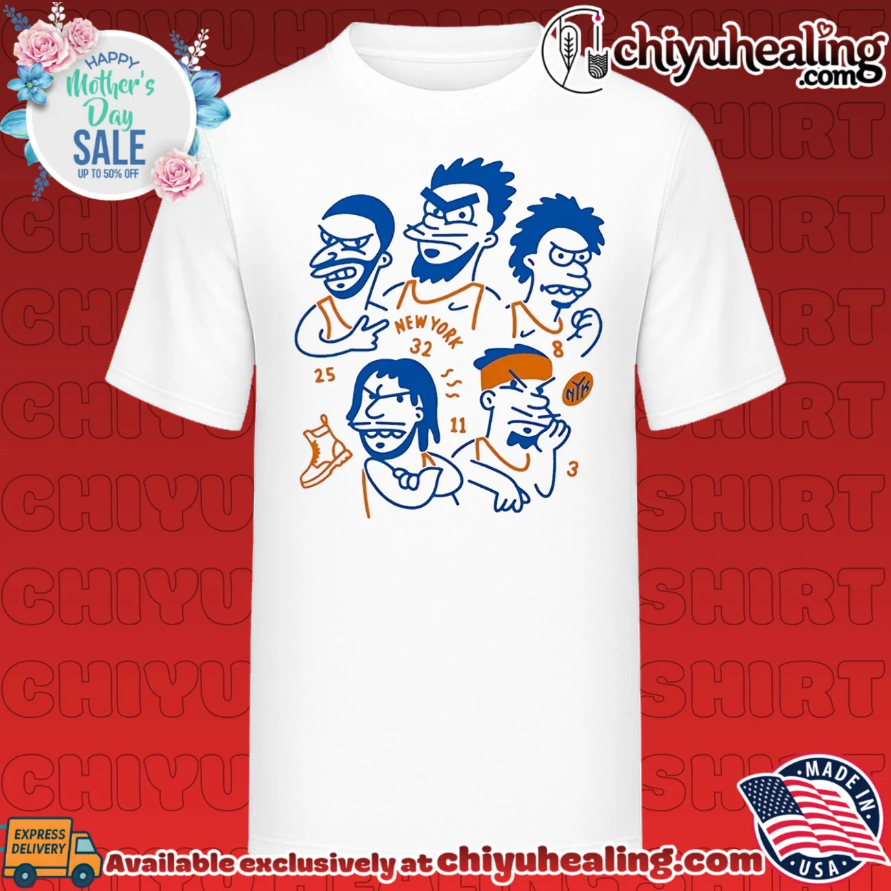 New York Knicks The Simpsons team members cartoon style
