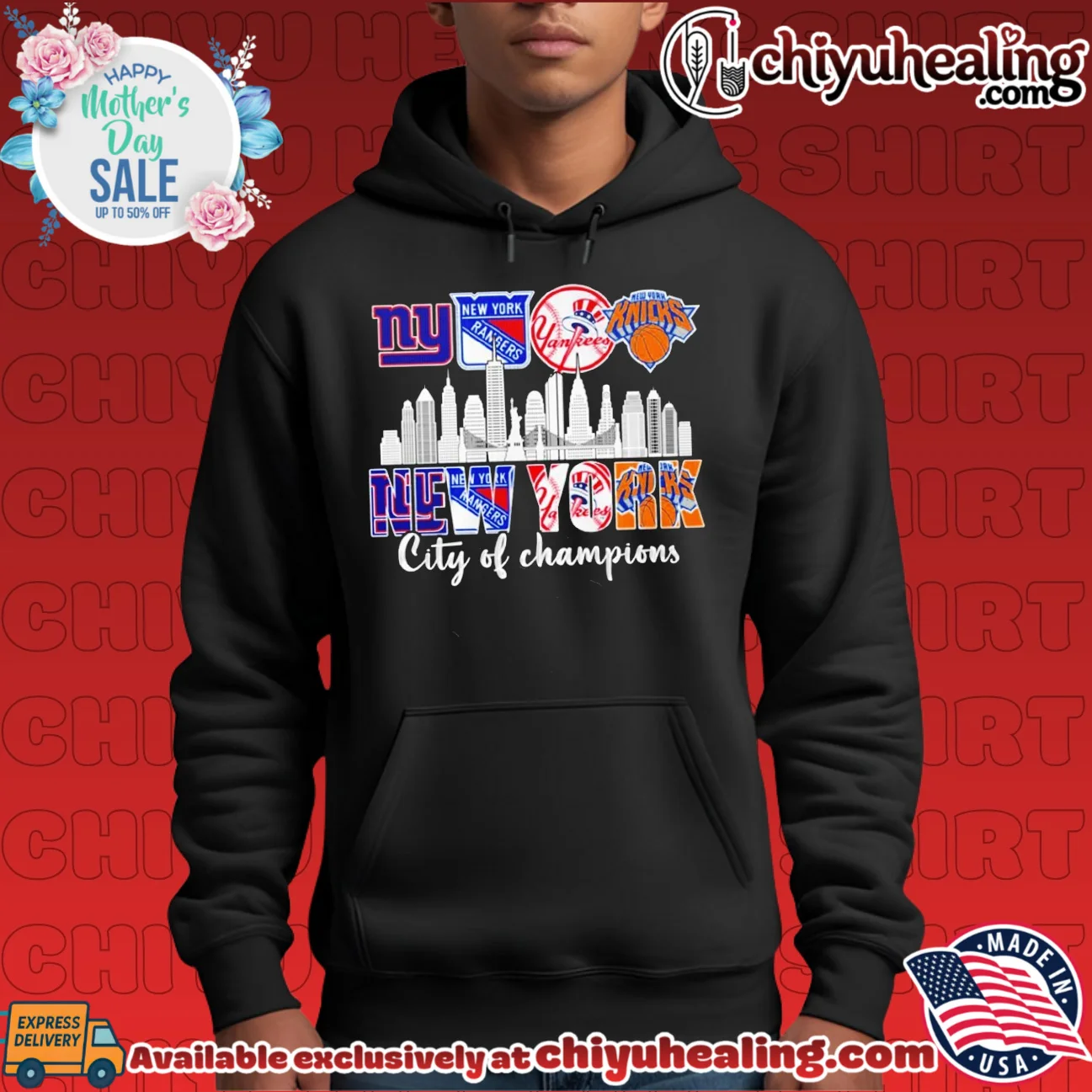 New York Sports City of Champions skyline statement shirt & hoodie | Exclusive Fan Gear New York Sports City of Champions skyline statement shirt & hoodie | Exclusive Fan Gear