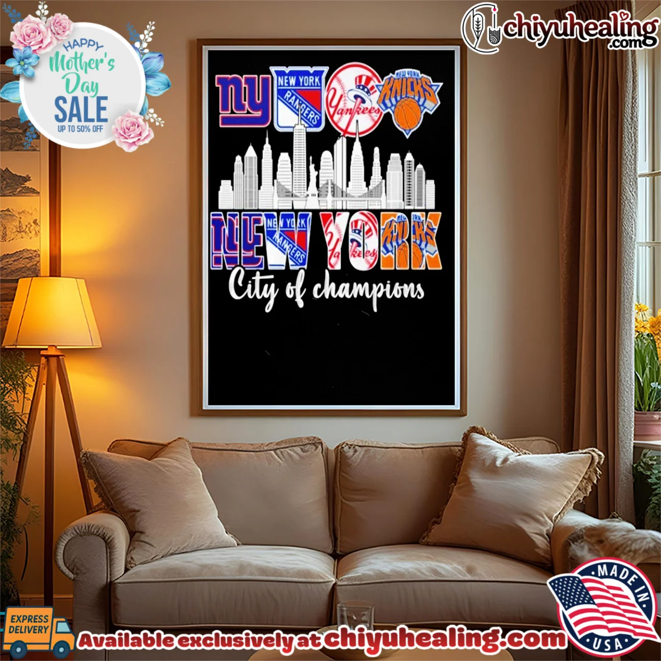 New York Sports City of Champions skyline statement shirt & hoodie | Exclusive Fan Gear New York Sports City of Champions skyline