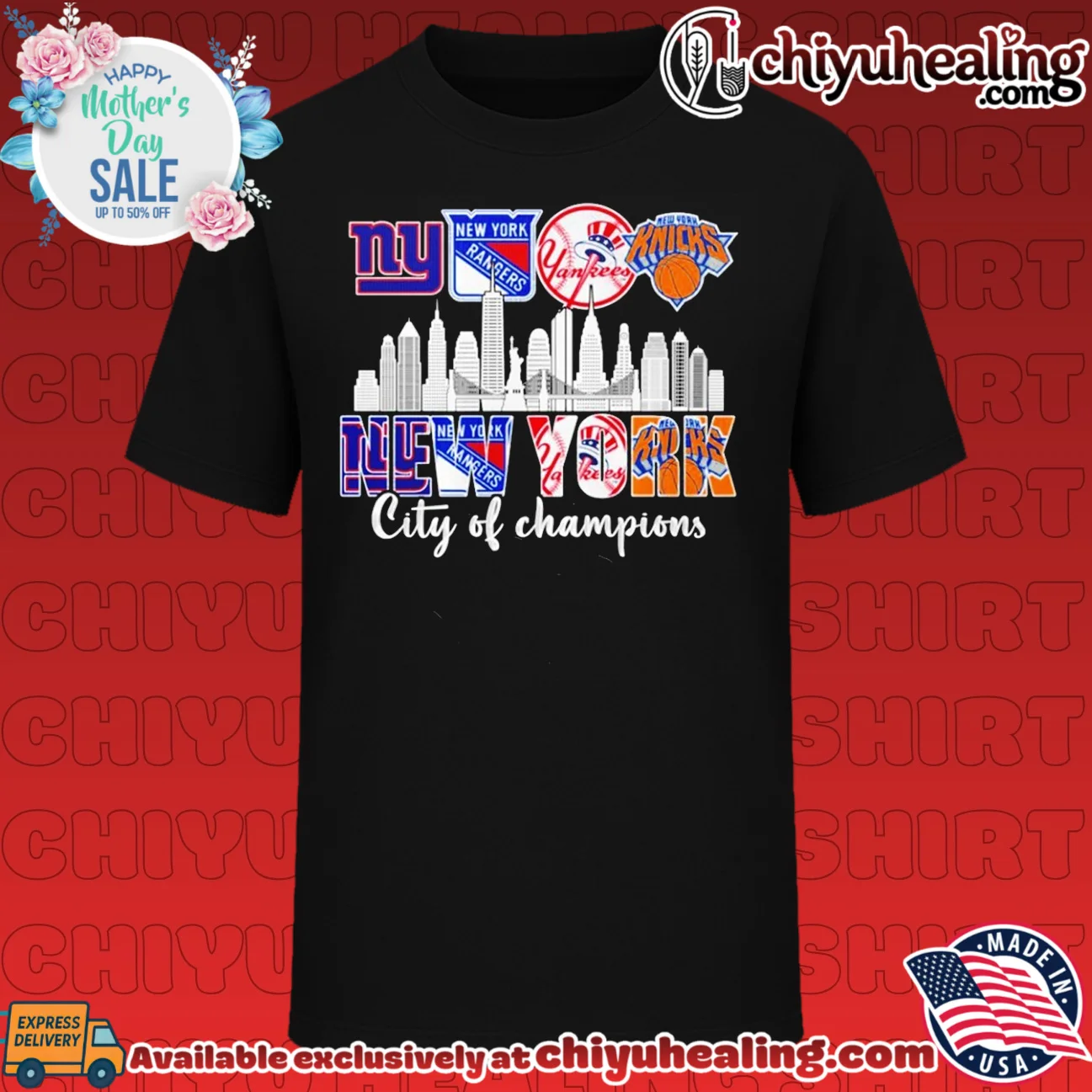 New York Sports City of Champions skyline