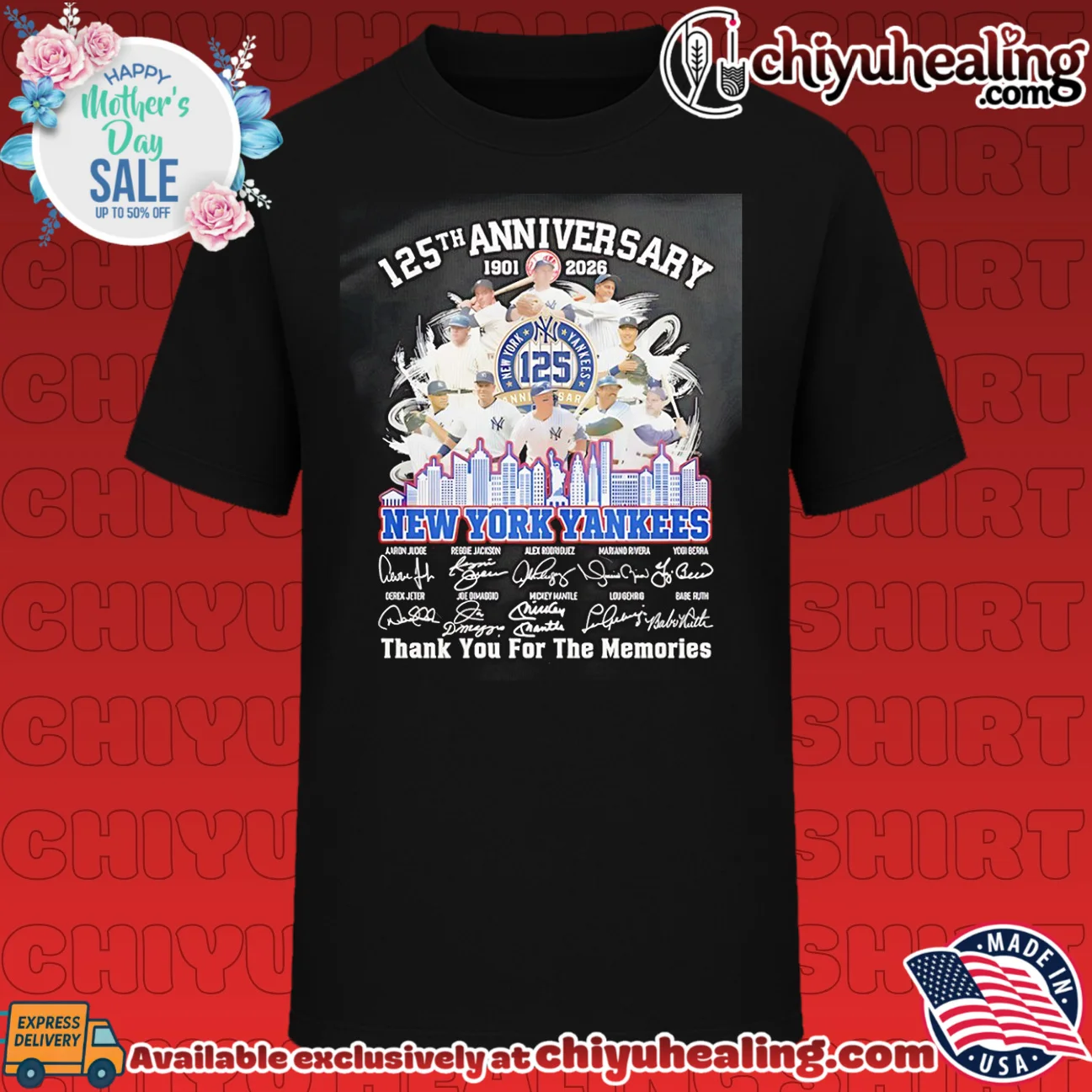 New York Yankees 125th Anniversary thank you for the memories signature