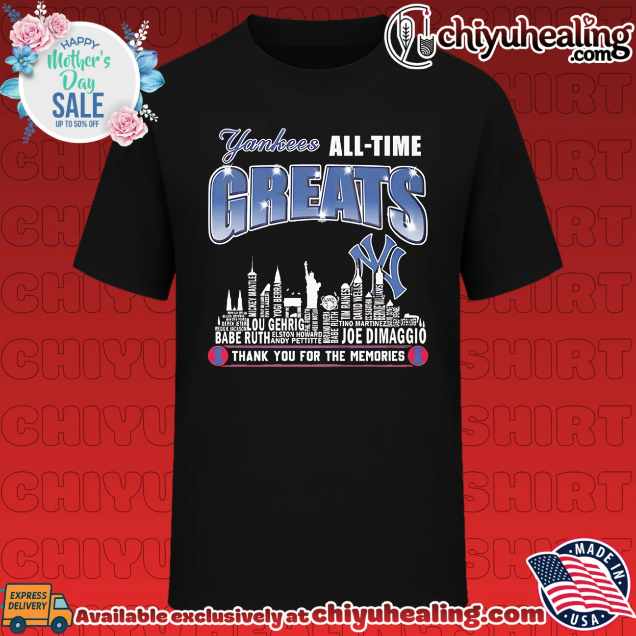 New York Yankees all time greats thank you for the memories skyline shirt & hoodie