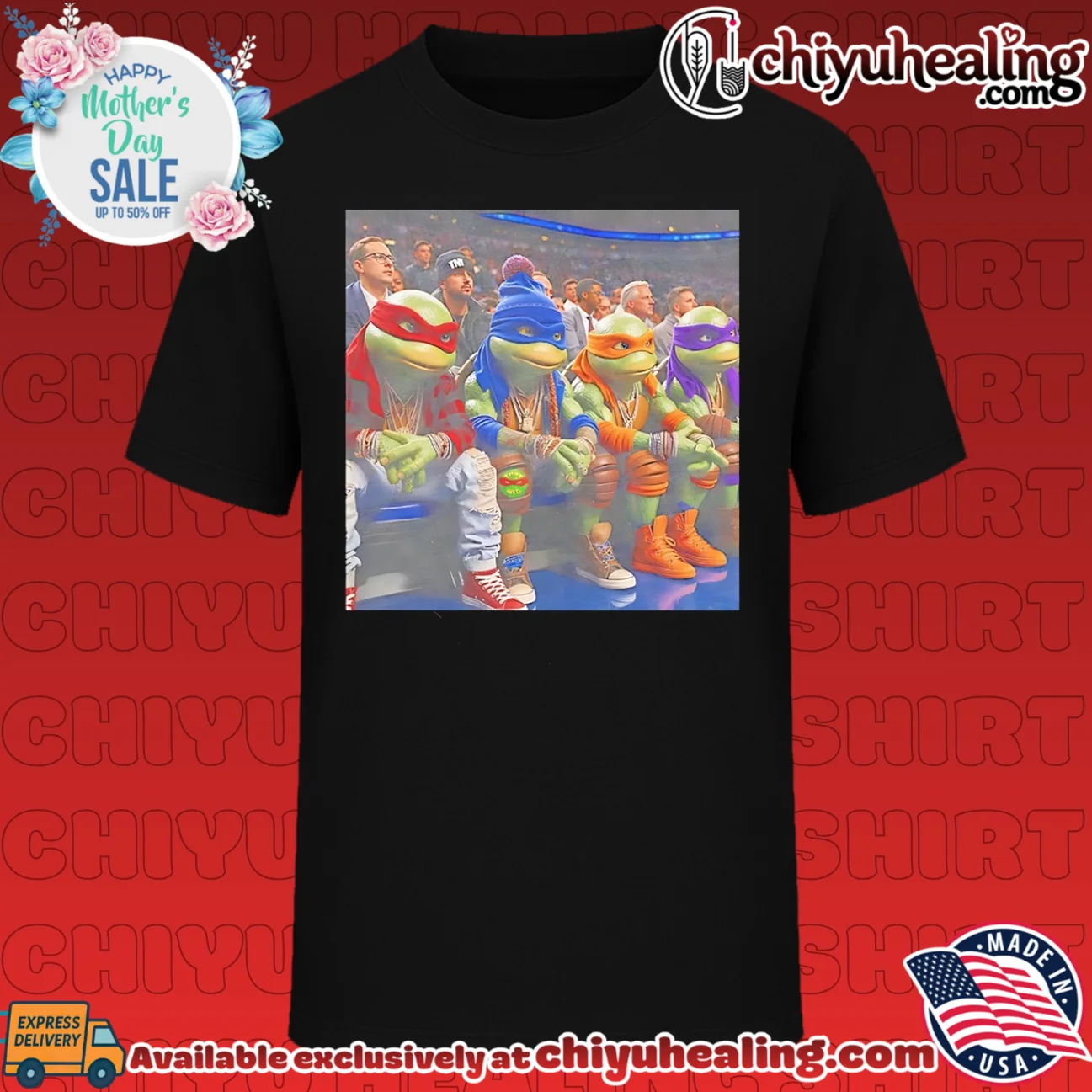 Ninja Turtles wearing New York Knicks jersey hiphop