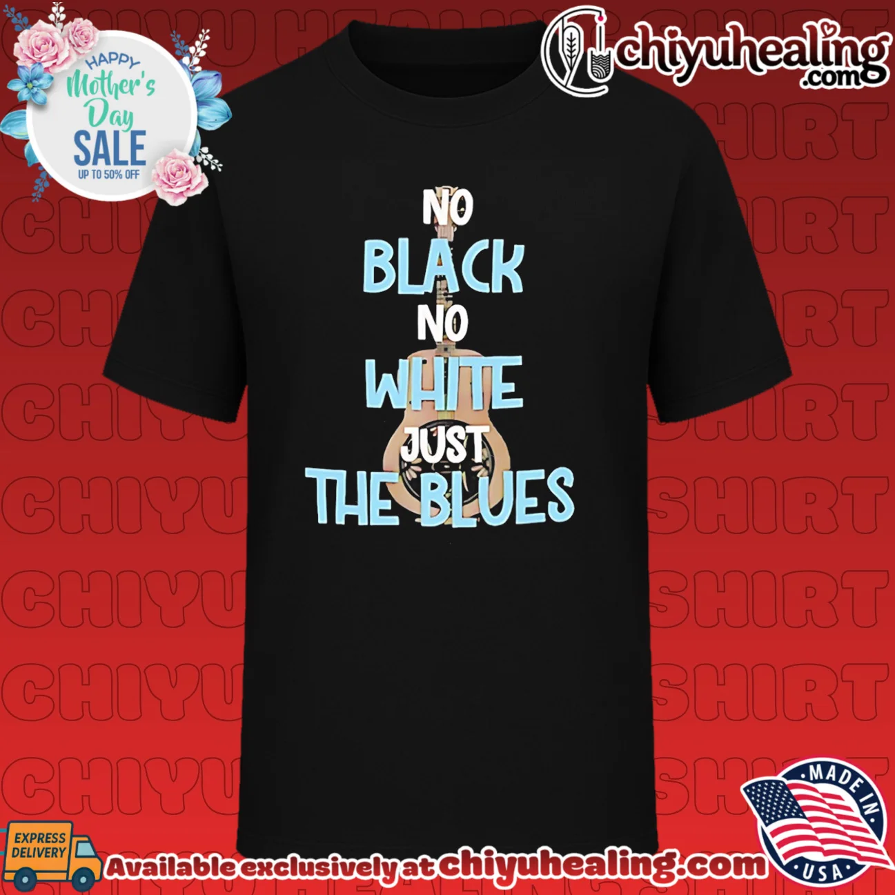 No Black No White Just the Blues guitar shirt & hoodie