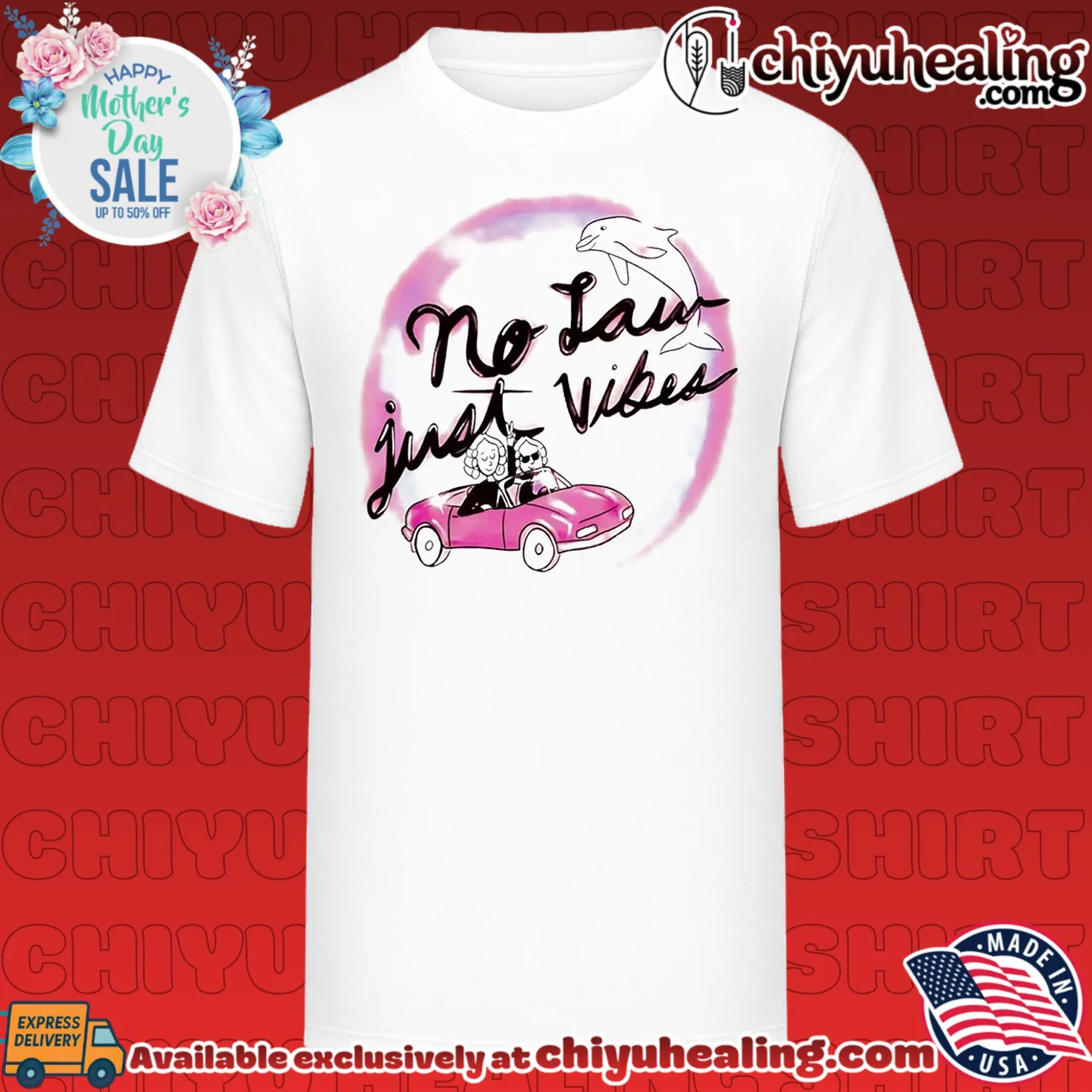 No law jus vibes cartoon dolphin shirt