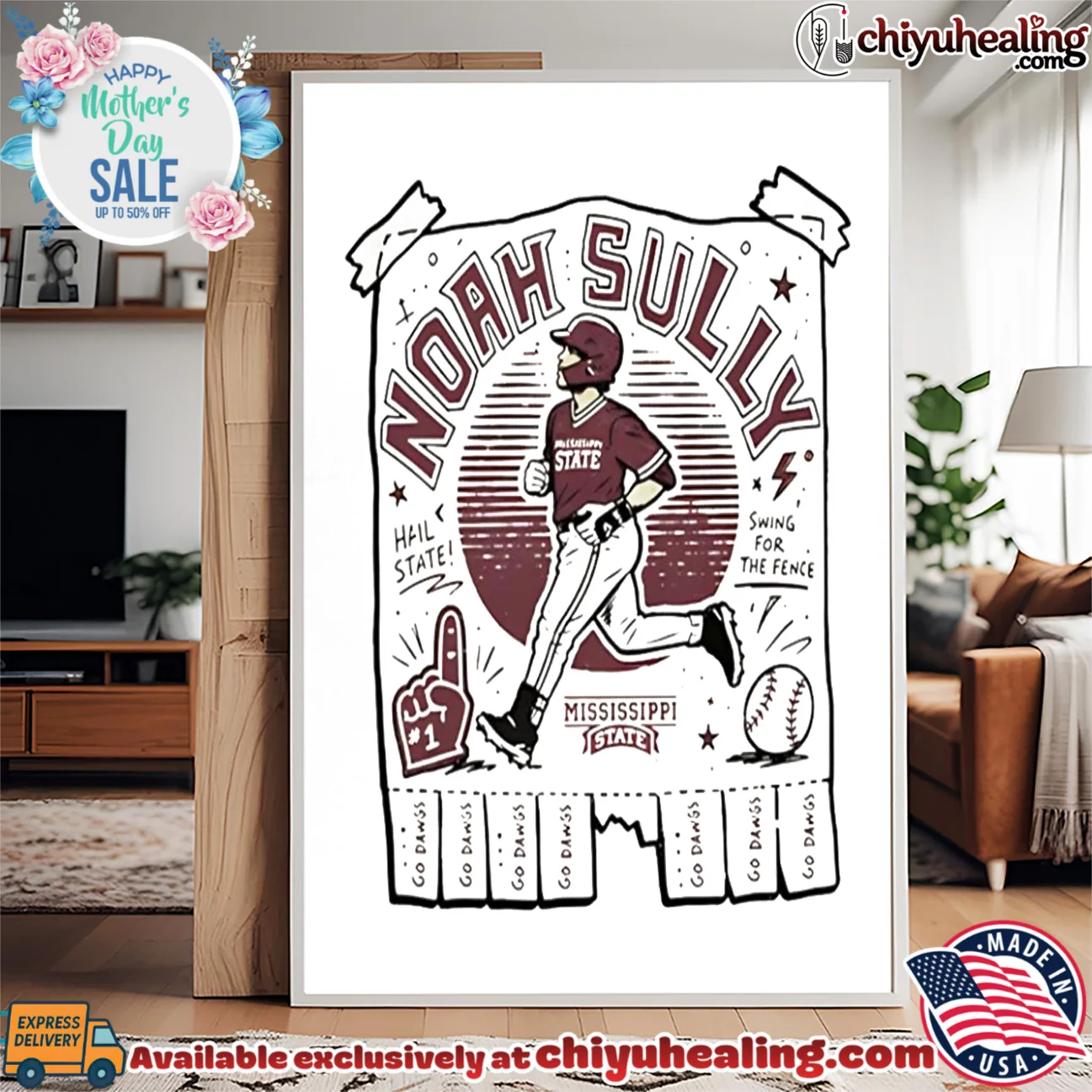 Noah Sullivan Mississippi State Baseball graphic shirt & hoodie Noah Sullivan Mississippi State Baseball graphic