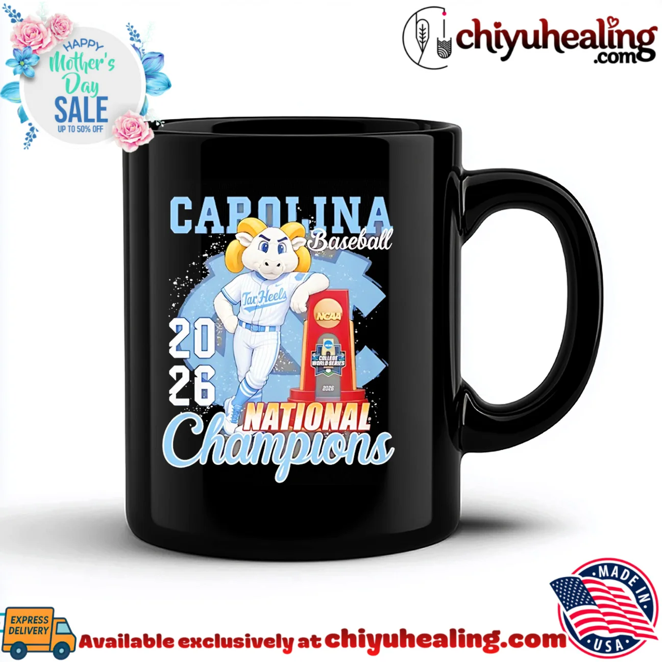 North Carolina Tar Heels 2026 NCAA Baseball Championship mascot shirt & hoodie North Carolina Tar Heels 2026 NCAA Baseball Championship mascot shirt & hoodie