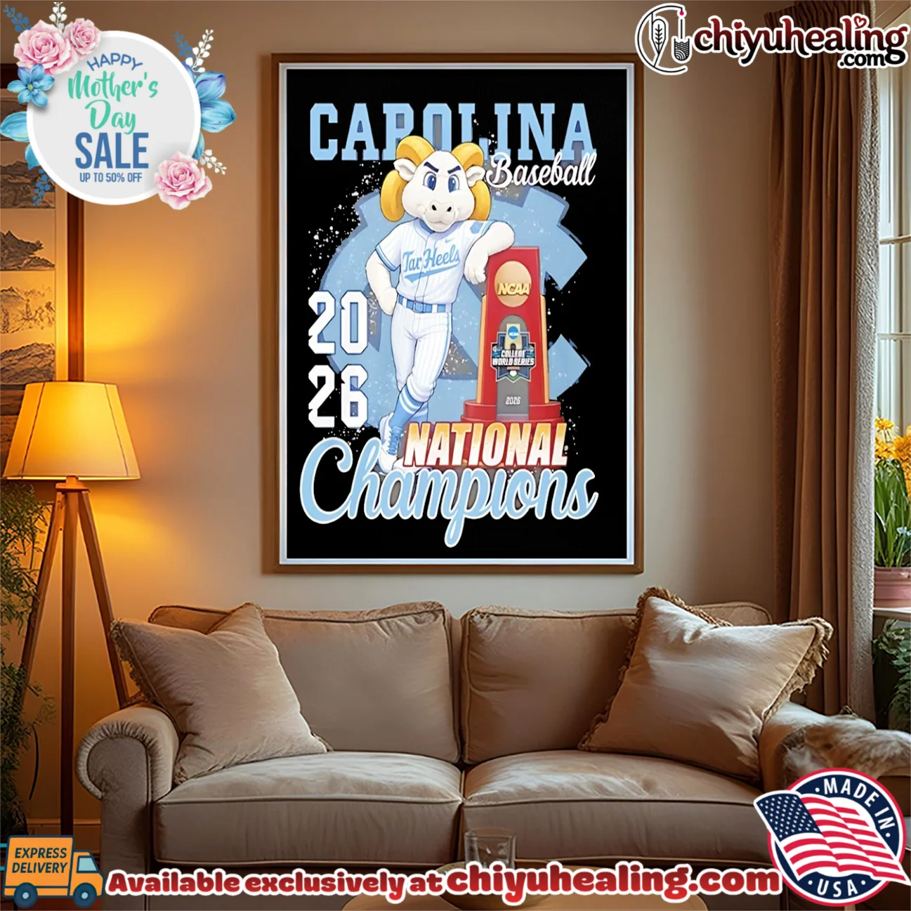 North Carolina Tar Heels 2026 NCAA Baseball Championship mascot shirt & hoodie North Carolina Tar Heels 2026 NCAA Baseball Championship mascot shirt & hoodie