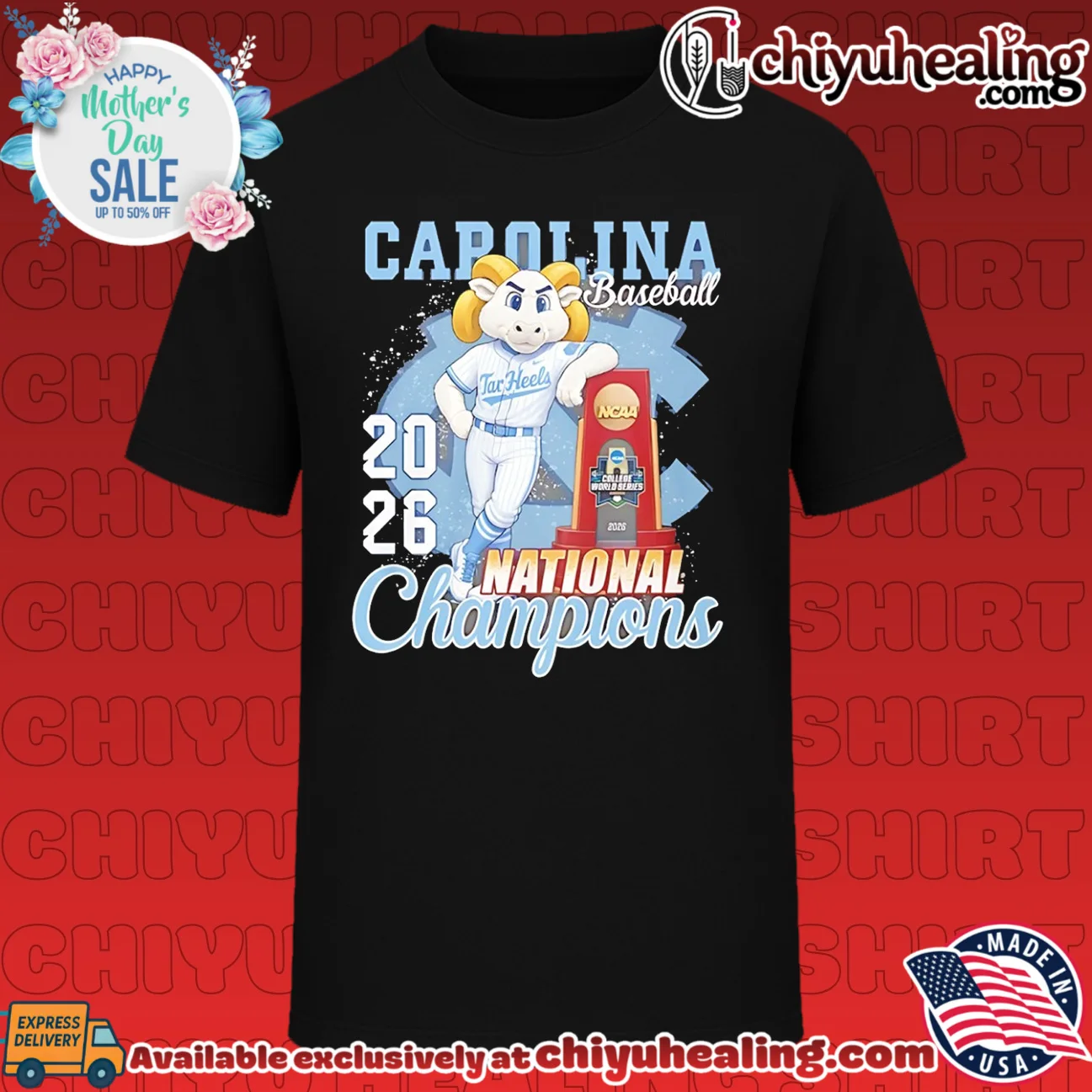 North Carolina Tar Heels 2026 NCAA Baseball Championship mascot shirt & hoodie