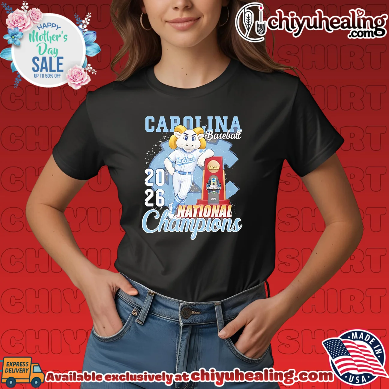 North Carolina Tar Heels 2026 NCAA Baseball Championship mascot shirt & hoodie North Carolina Tar Heels 2026 NCAA Baseball Championship mascot shirt & hoodie