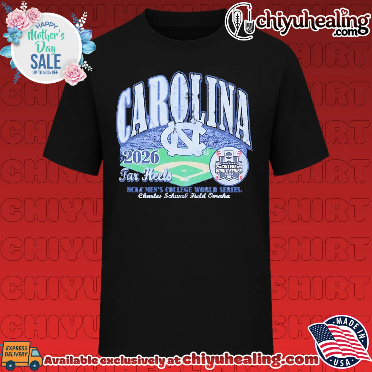 North Carolina Tar Heels 2026 NCAA Baseball Men's College World Series stadium shirt