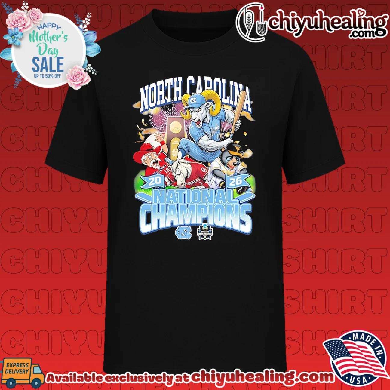 North Carolina Tar Heels National Champions 2026 mascot shirt & hoodie