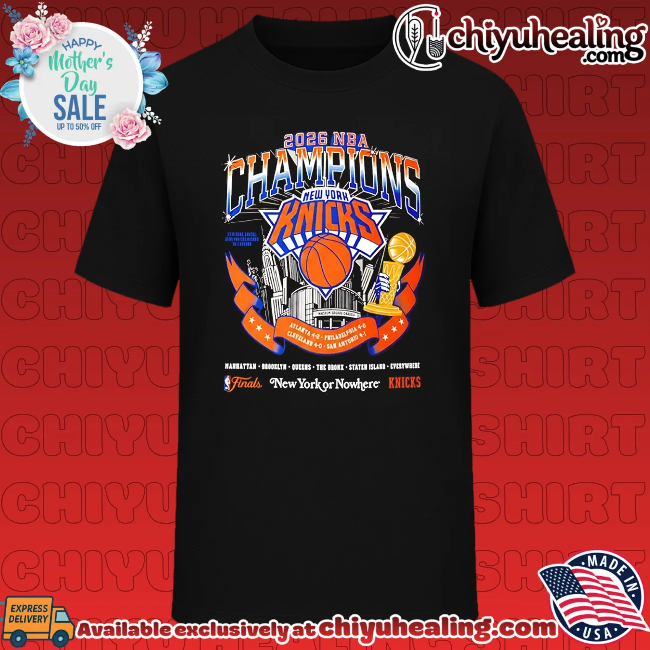 Ny Knicks 2026 NBA Champions New York or Nowhere skyline
