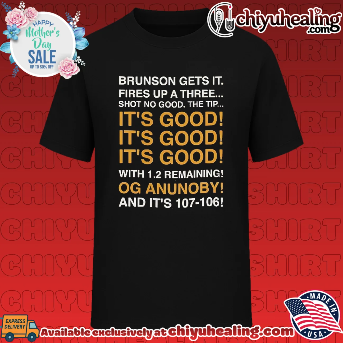 NY Knicks Brunson gets it fires up a three it's good Og Anunoby and it's 107 106 epic shirt & hoodie | 2026 Edition Drop