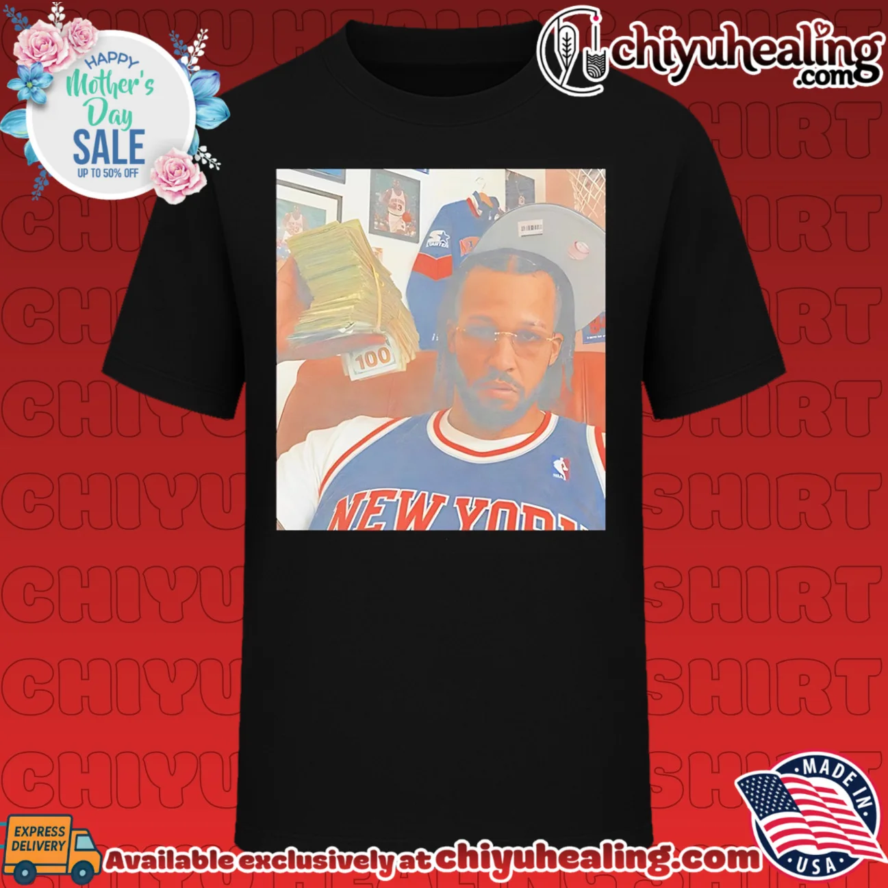 NY Knicks Jalen Brunson holding cash vintage
