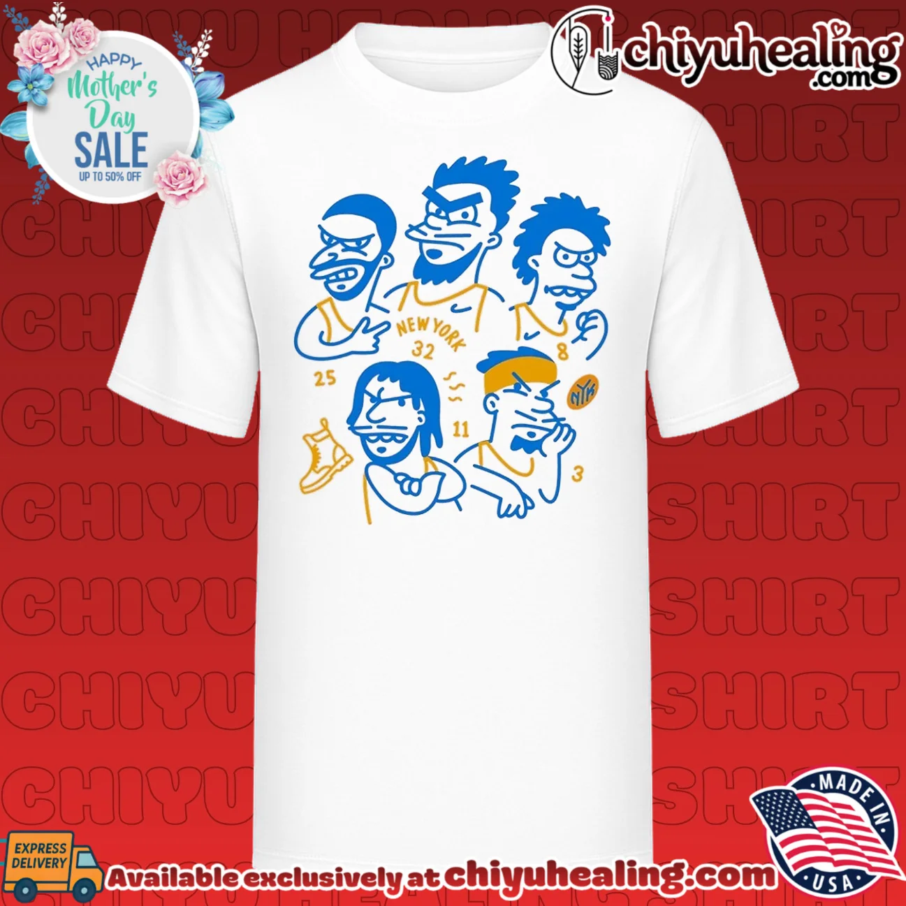 Ny Knicks Jalen Brunson julius randle og Anunoby donte divincenzo Josh Hart cartoon