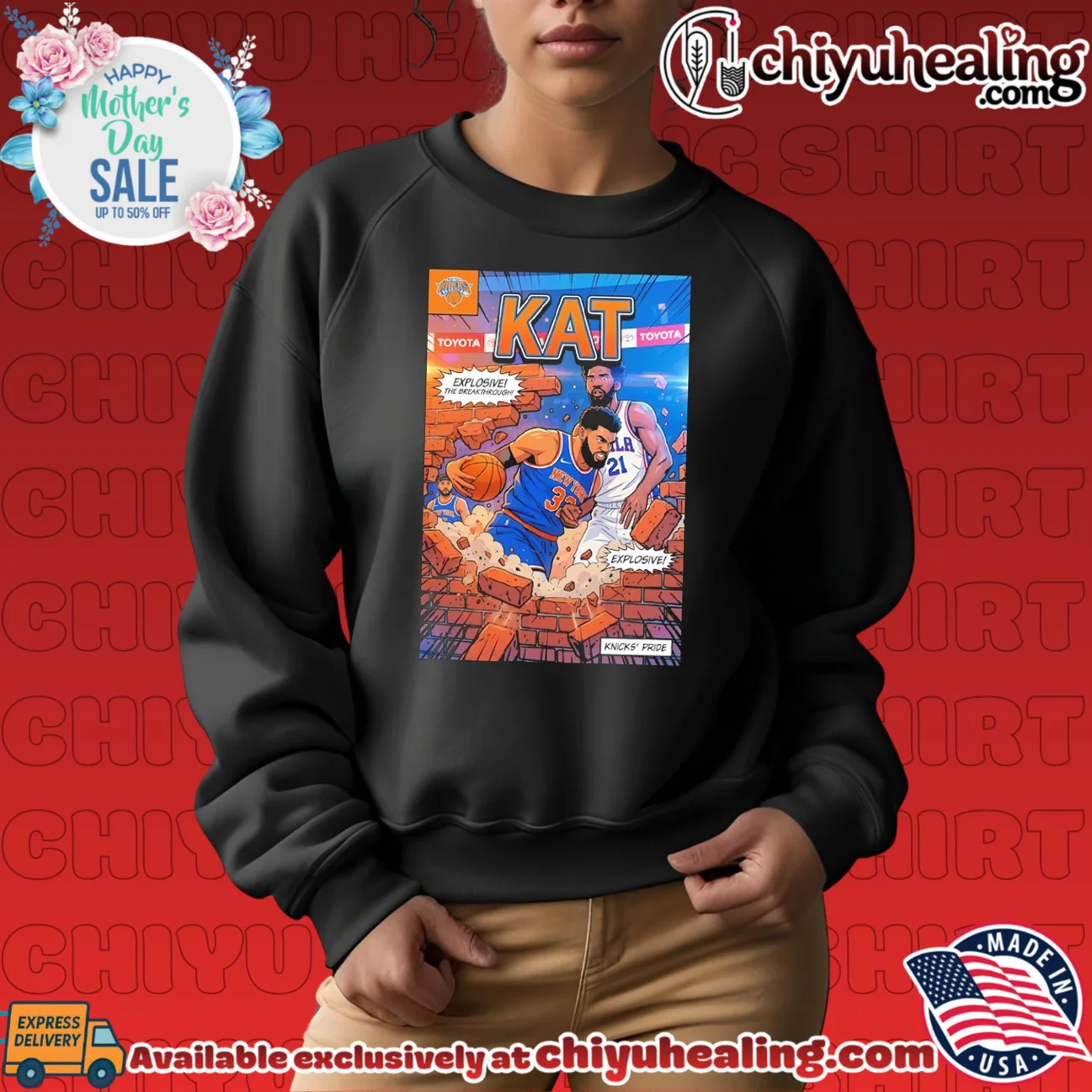 NY Knicks KAT Kat-Anthony Towns breaking brick wall illustrated comic style epic shirt & hoodie - The Fan Collection NY Knicks KAT Kat-Anthony Towns breaking brick wall illustrated comic style