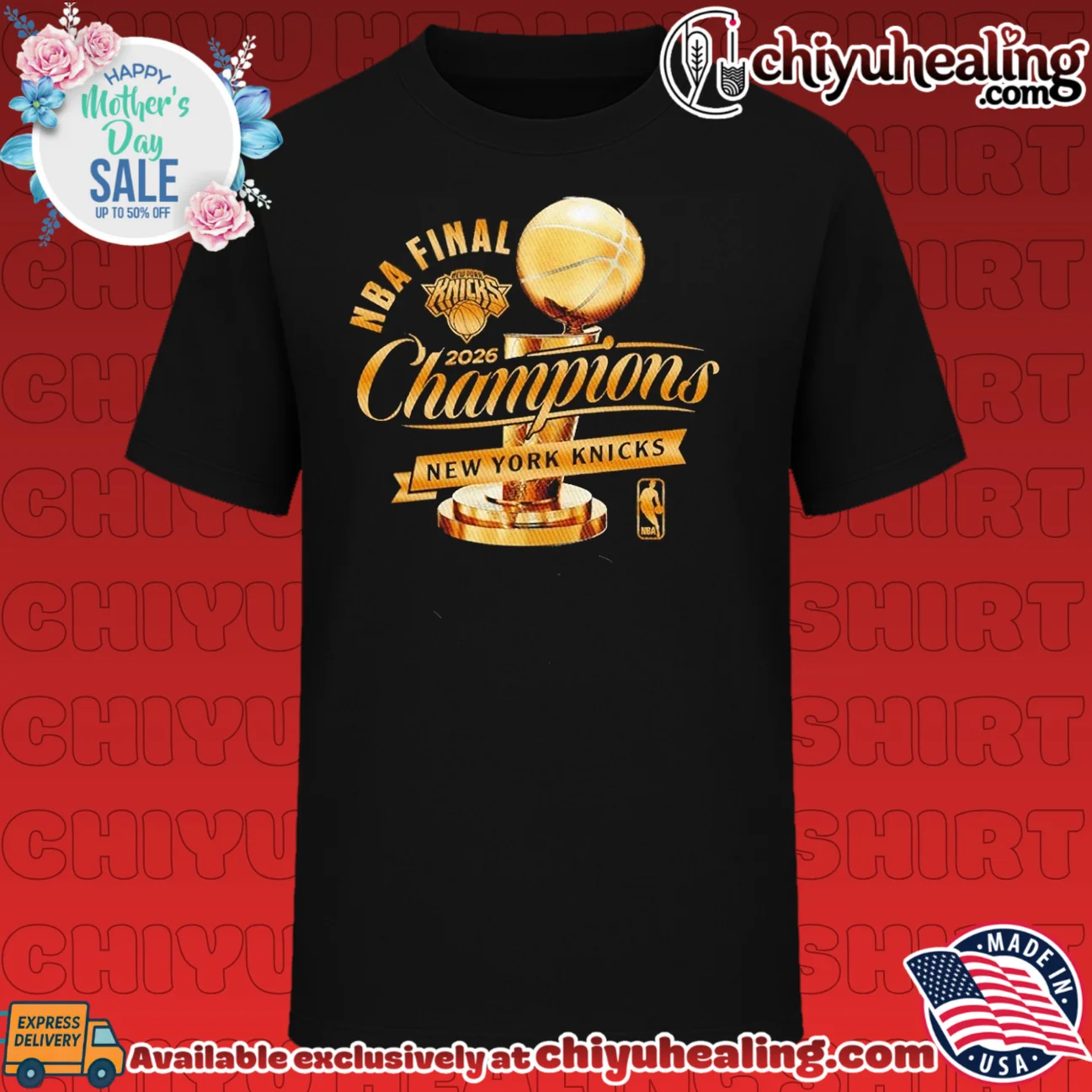 NY Knicks NBA Champions 2026 trophy gold