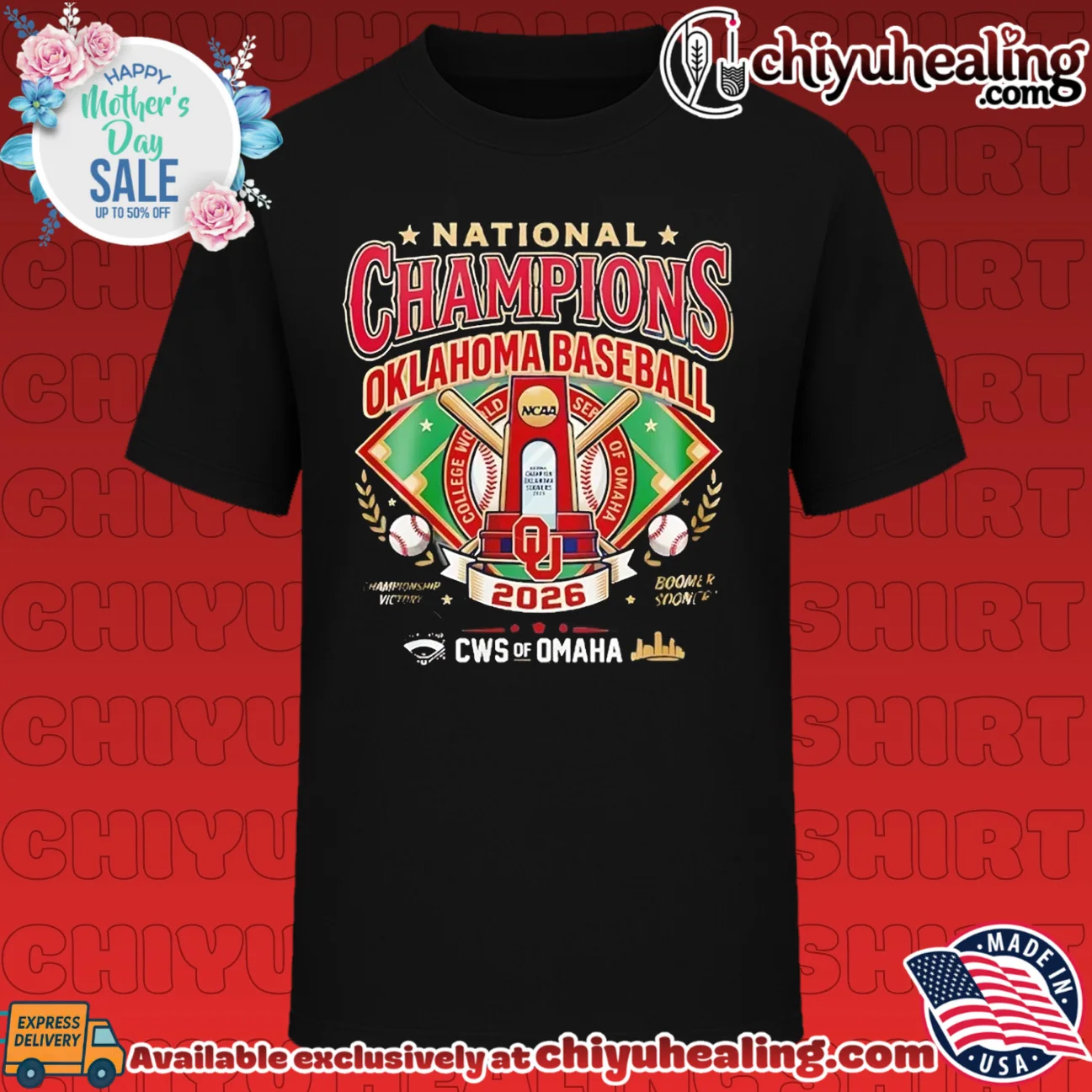 Oklahoma Baseball 2026 National Champions Men's College World Series shirt & hoodie