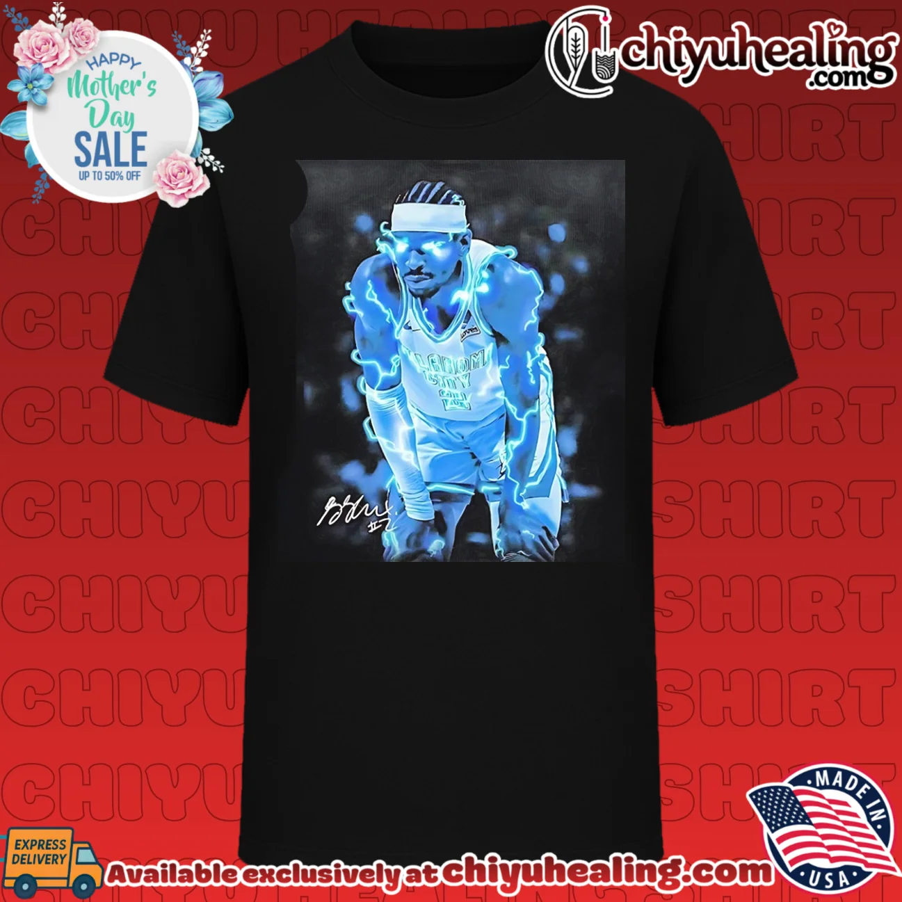 Oklahoma City Thunder Shai Gilgeous Alexander electric lighting effects vintage