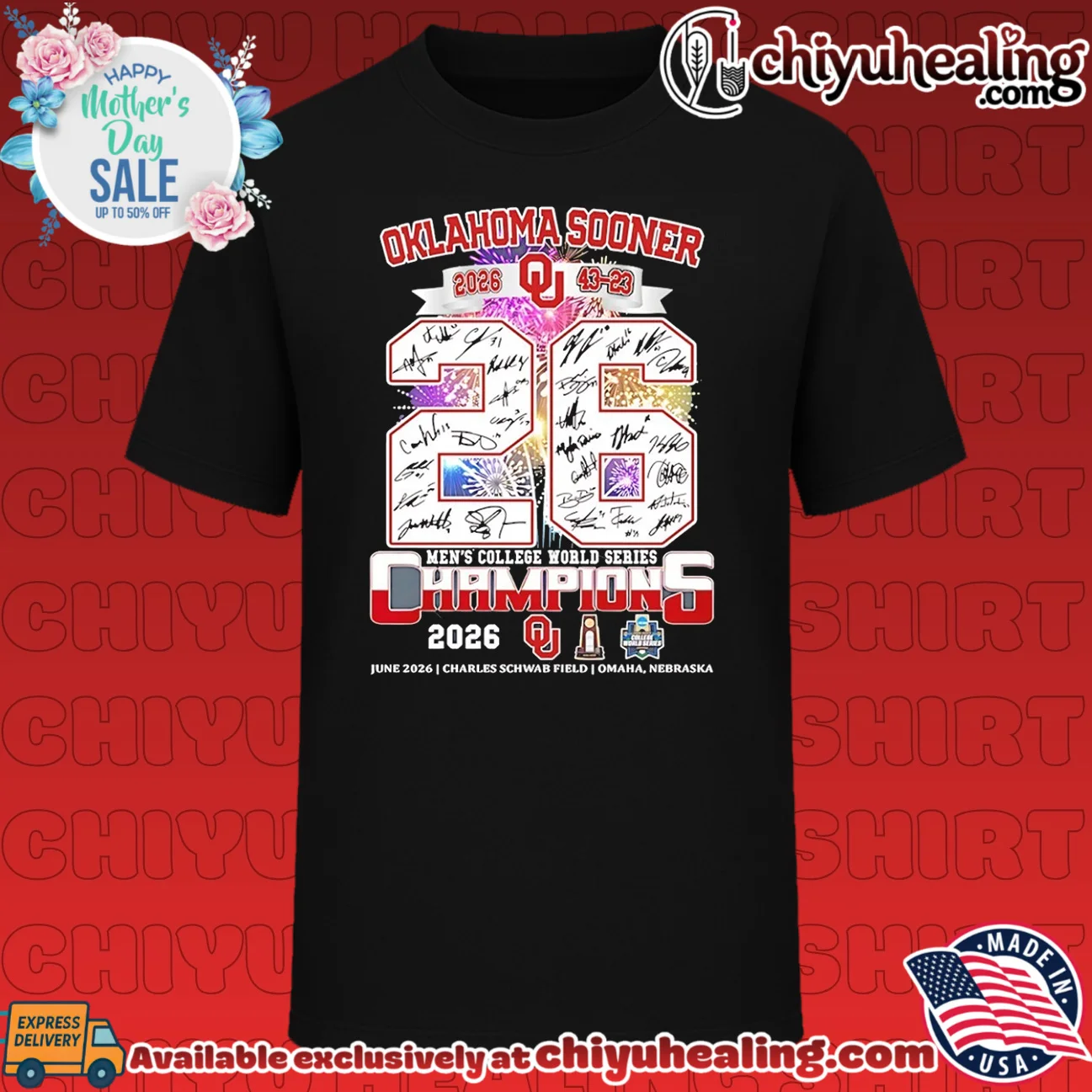 Oklahoma Sooner Men's College World Series Champions 2026 NCAA signature shirt & hoodie