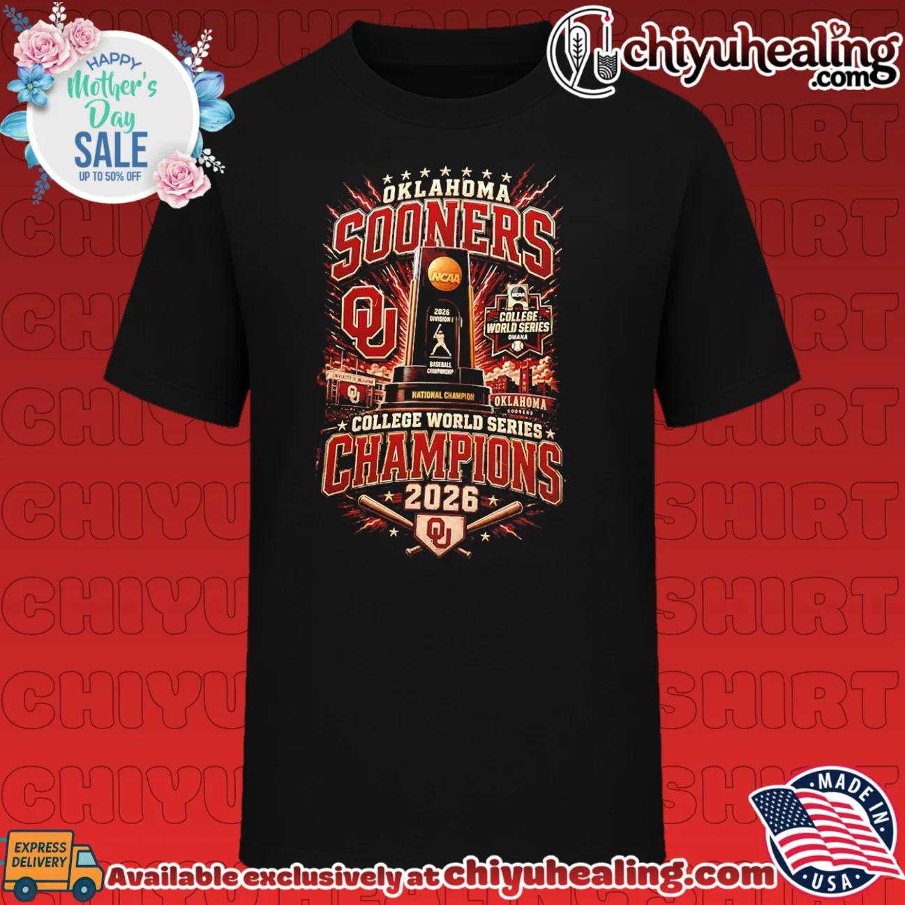 Oklahoma Sooners 2026 College World Series Champions skyline shirt & hoodie