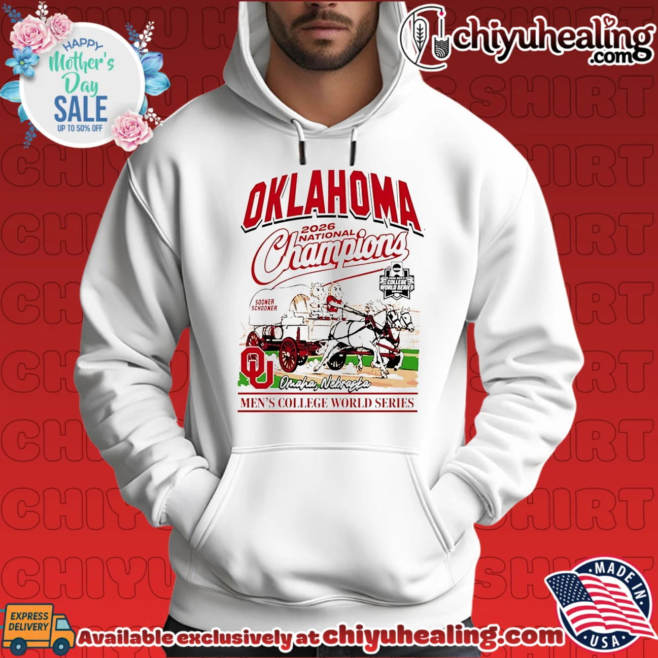 Oklahoma Sooners 2026 College World Series Champions Wagon mascot shirt & hoodie Oklahoma Sooners 2026 College World Series Champions Wagon mascot shirt & hoodie