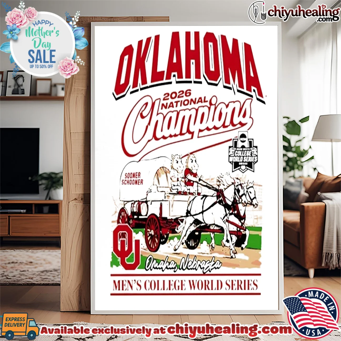 Oklahoma Sooners 2026 College World Series Champions Wagon mascot shirt & hoodie Oklahoma Sooners 2026 College World Series Champions Wagon mascot shirt & hoodie