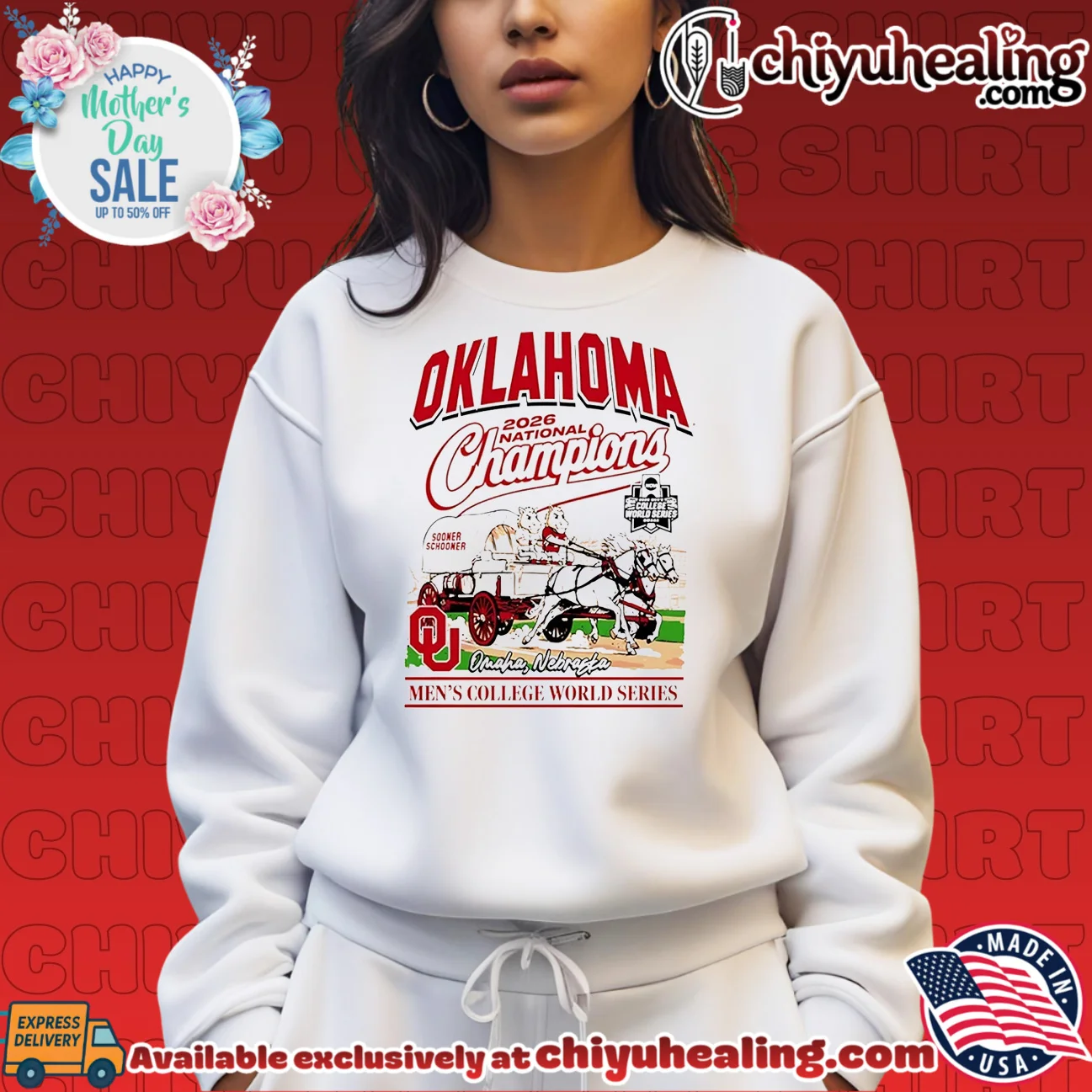 Oklahoma Sooners 2026 College World Series Champions Wagon mascot shirt & hoodie Oklahoma Sooners 2026 College World Series Champions Wagon mascot shirt & hoodie