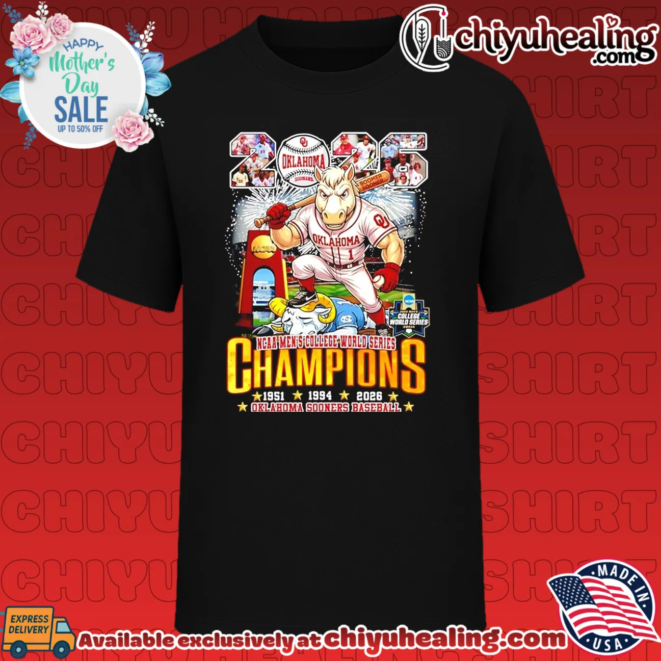 Oklahoma Sooners 2026 NCAA Men's College World Series Champions mascot shirt & hoodie