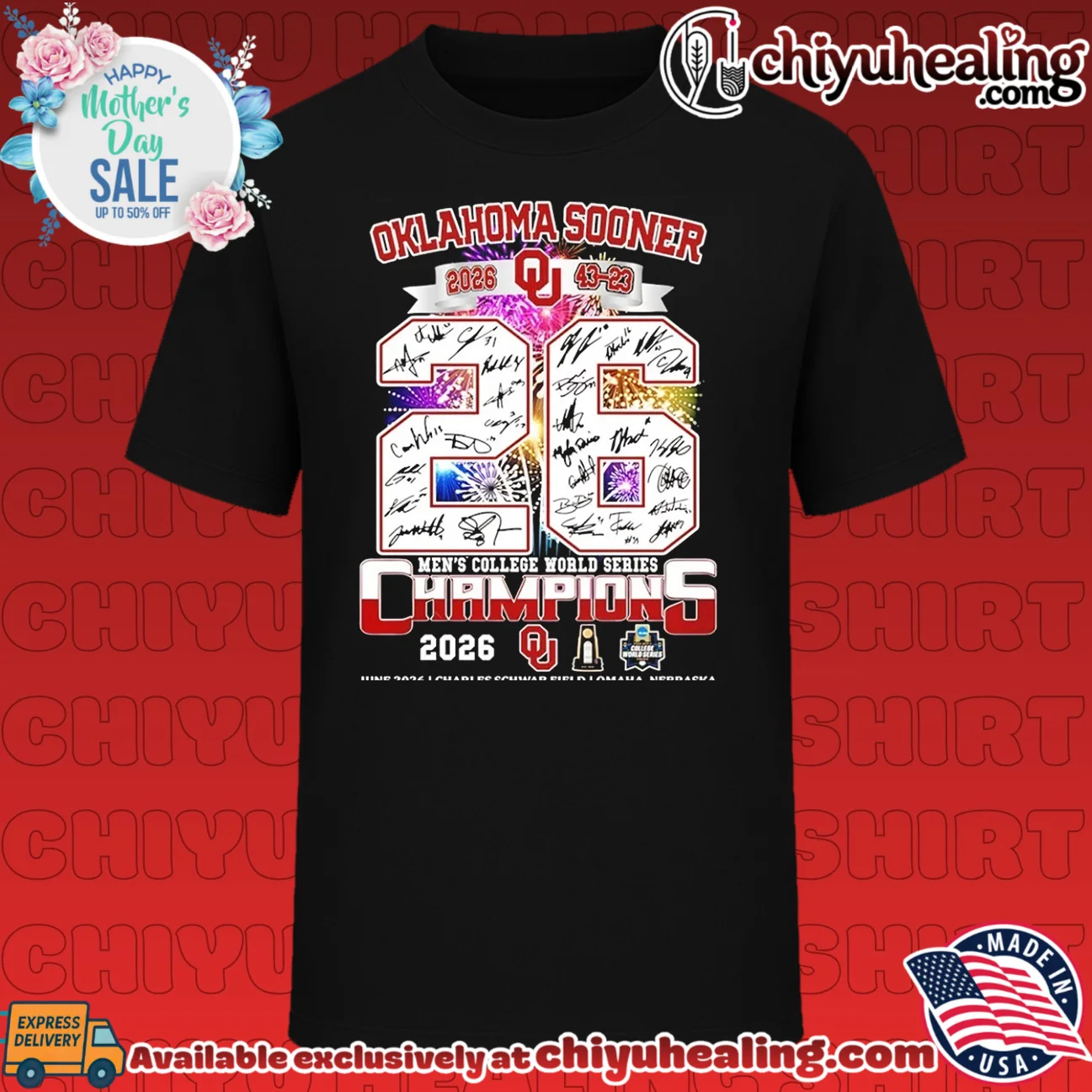 Oklahoma Sooners '26 Men's College World Series National Champions signature shirt & hoodie