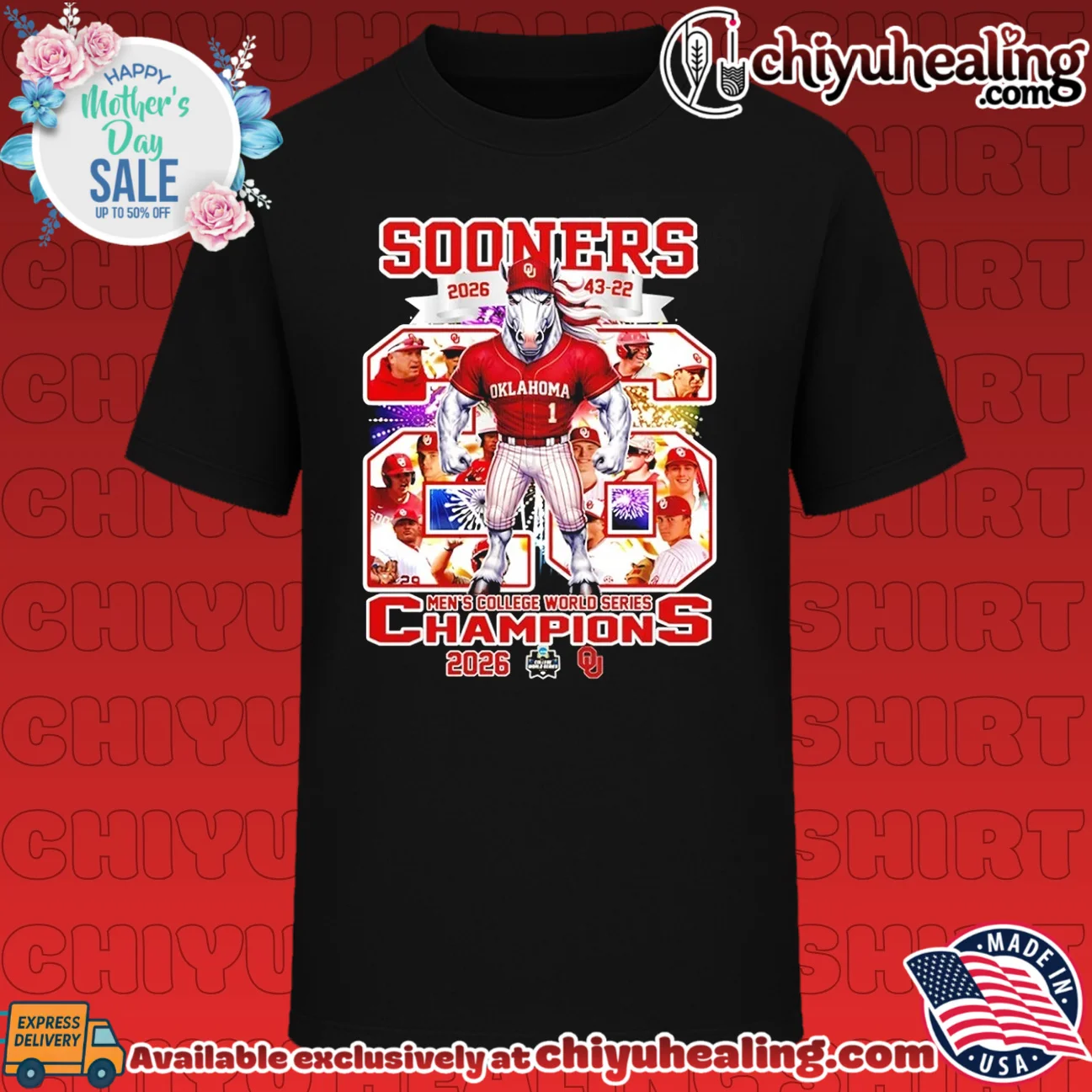 Oklahoma Sooners baseball 2026 MCWS Boomer Sooner Champions mascot shirt & hoodie