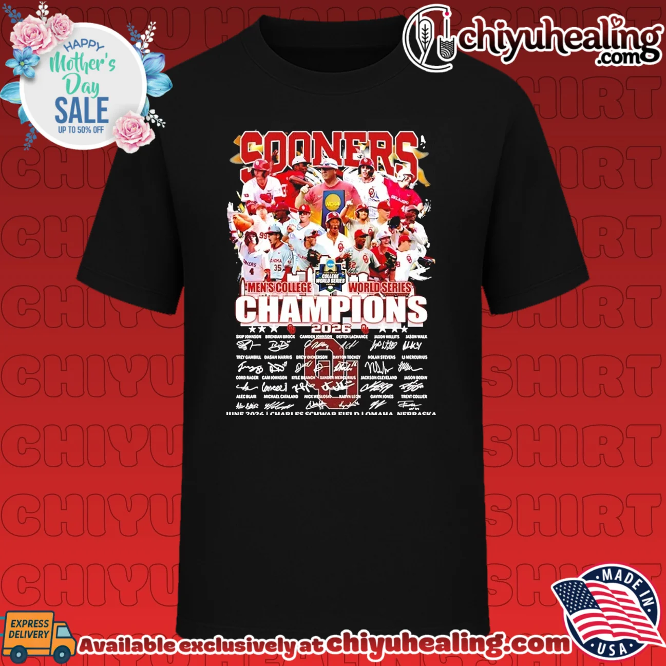 Oklahoma Sooners baseball 2026 MCWS Champions all player signature shirt & hoodie
